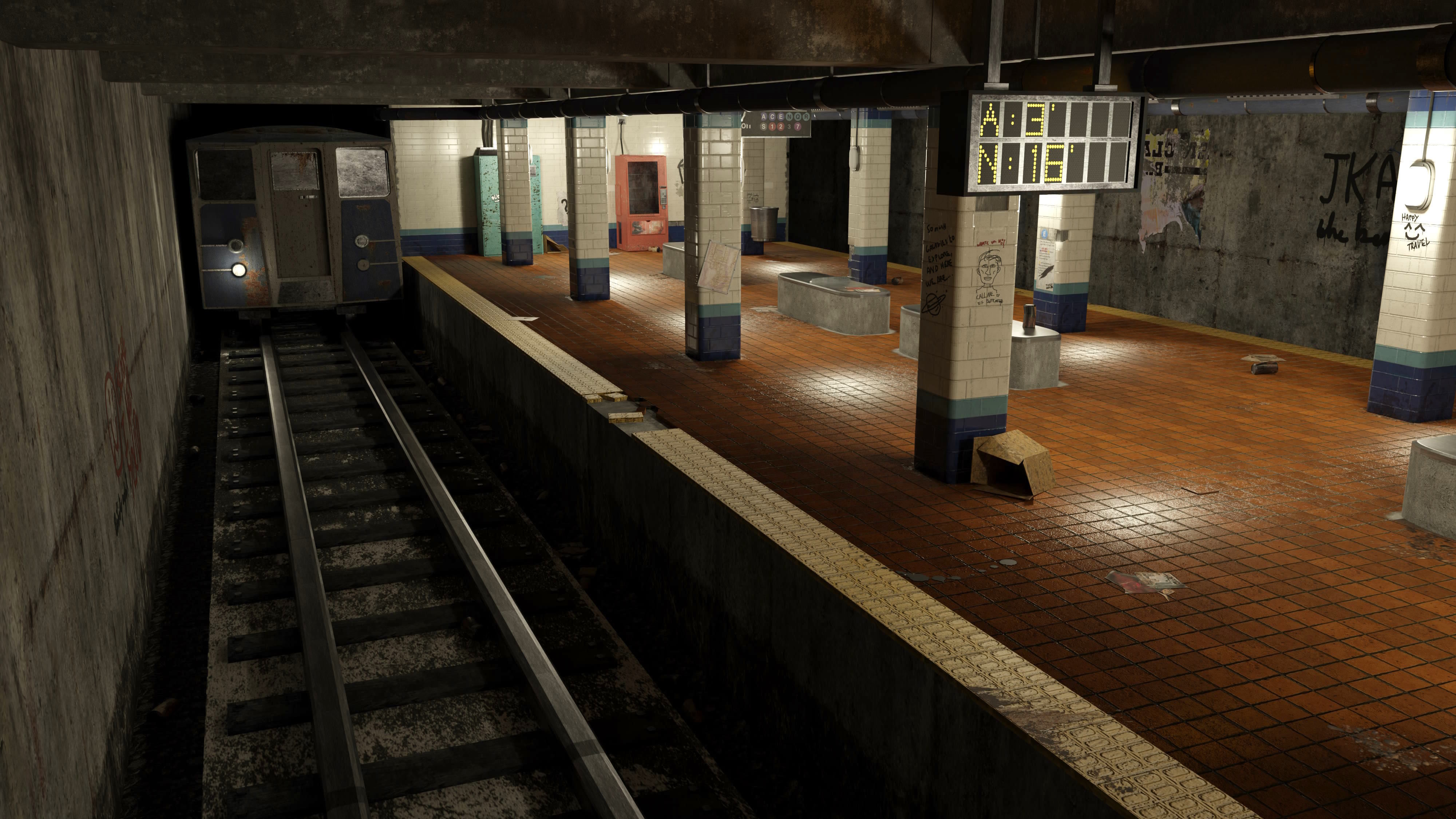 Old Subway Station Blender Scene - Textured Materials UV 3D model_1
