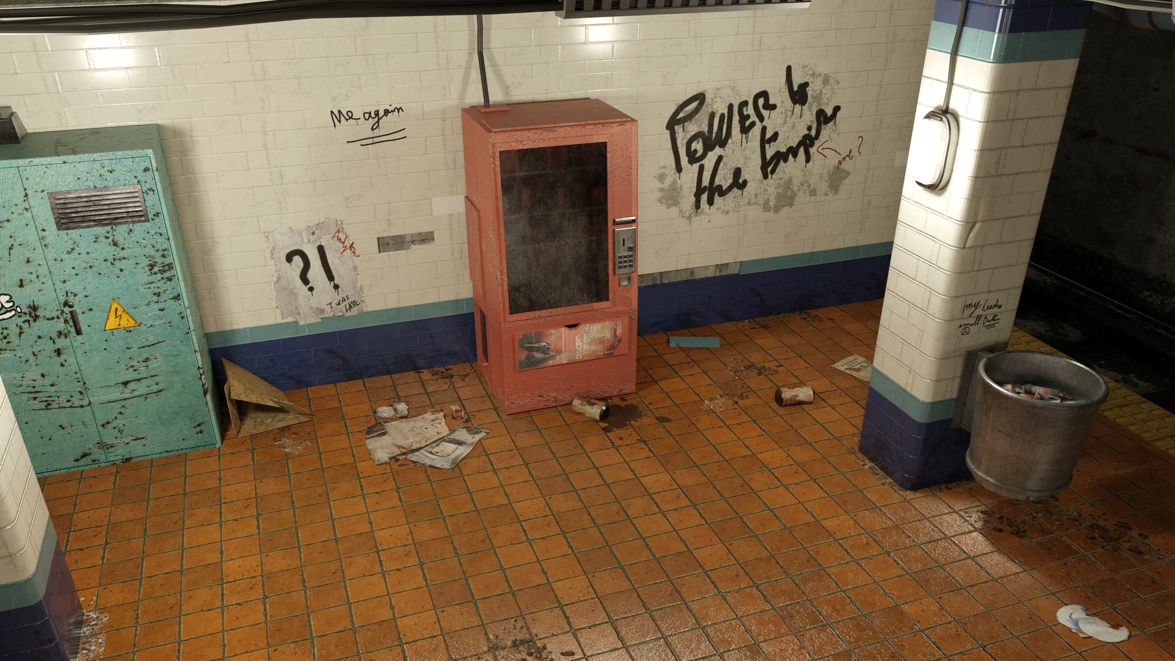 Old Subway Station Blender Scene - Textured Materials UV 3D model_2