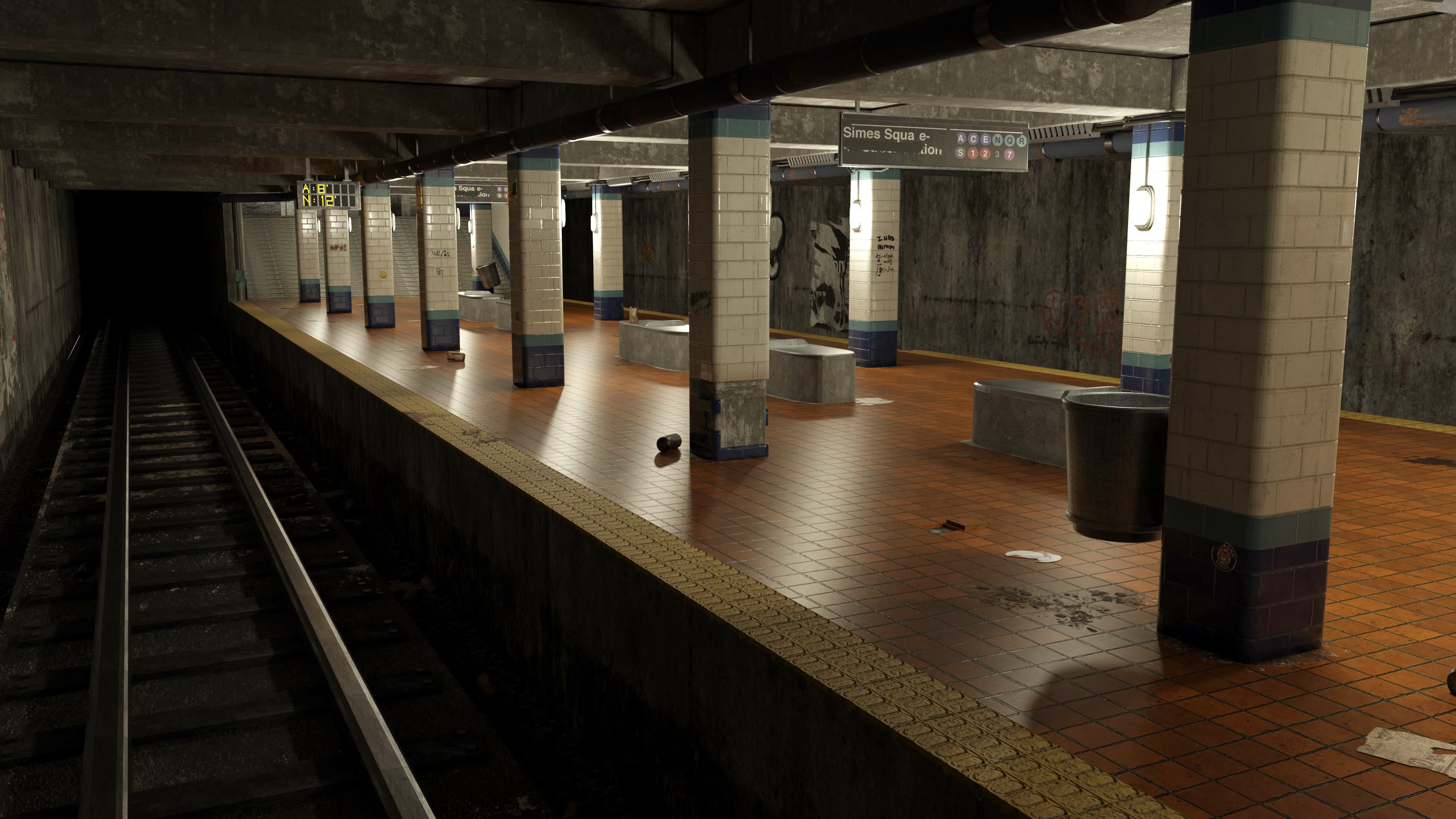 Old Subway Station Blender Scene - Textured Materials UV 3D model_4