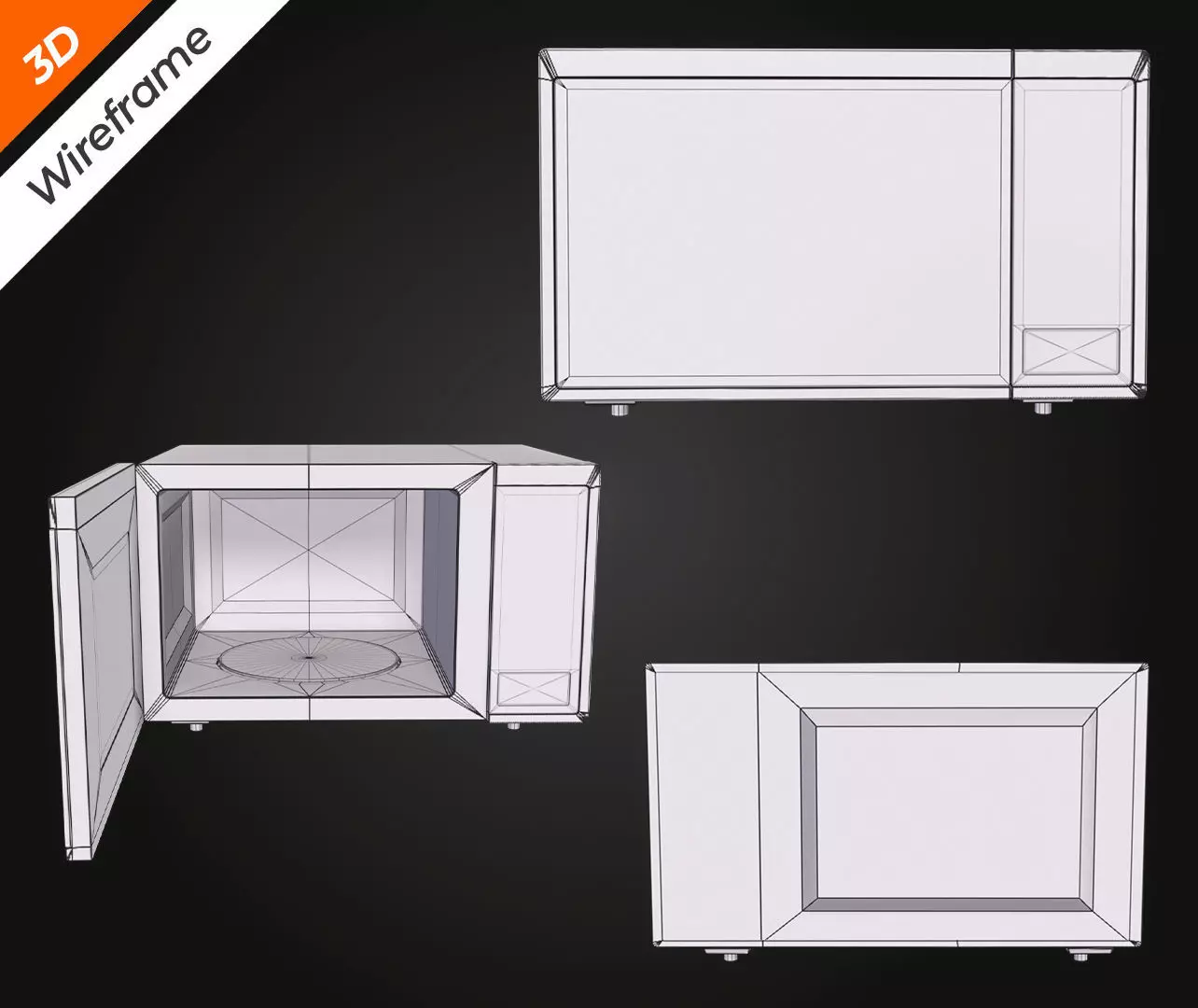 Microwave Low-poly 3D model_13