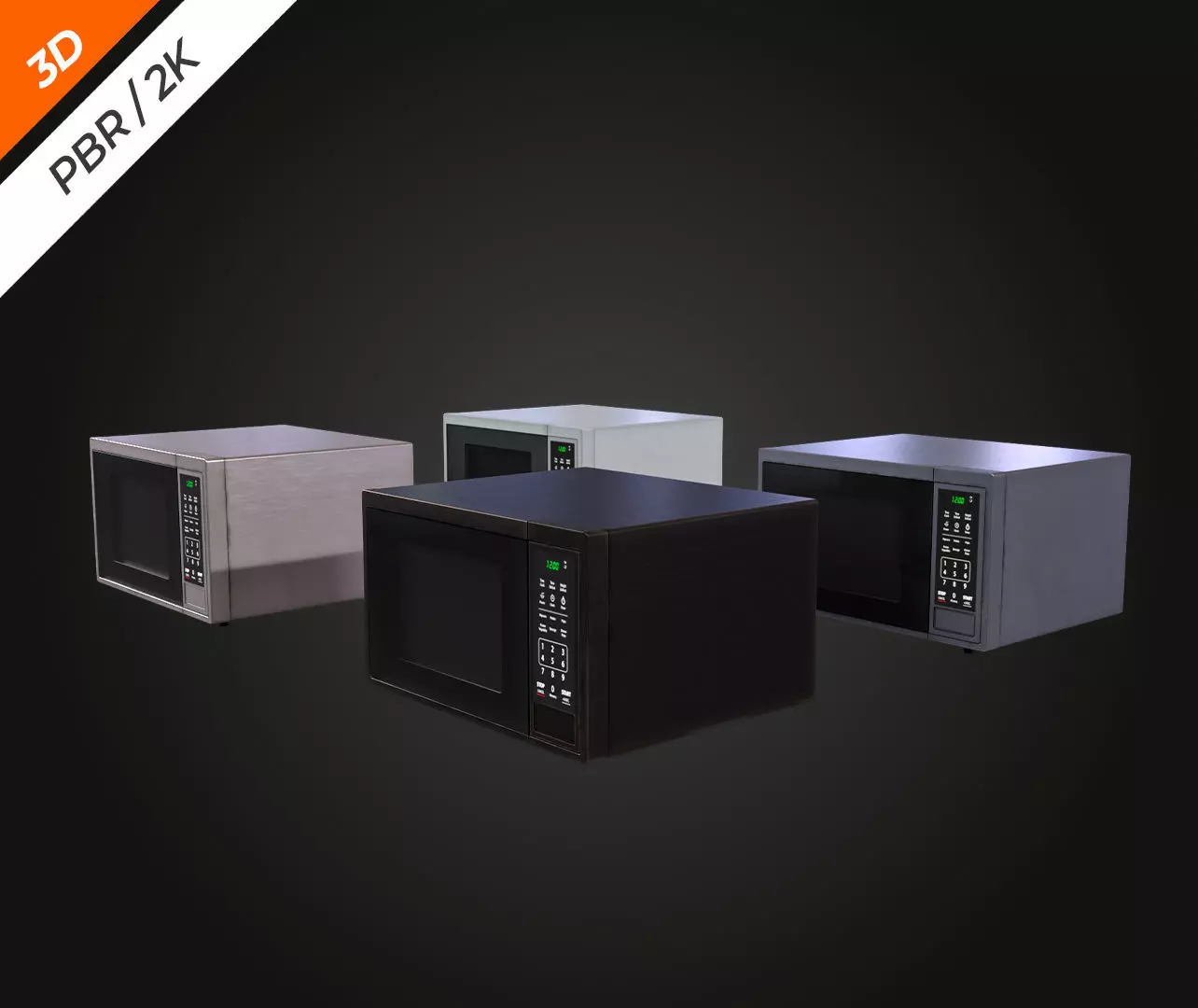 Microwave Low-poly 3D model_11