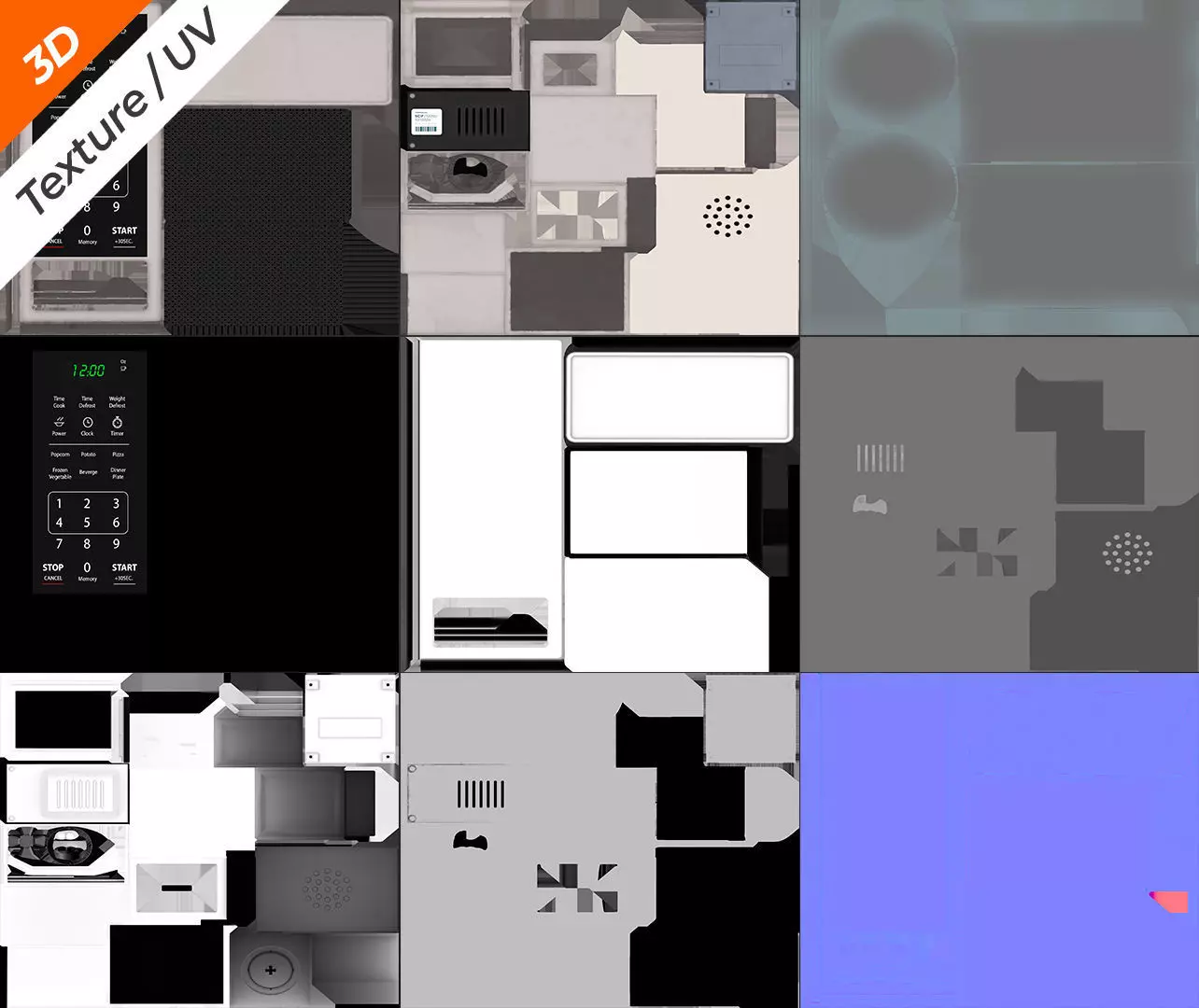 Microwave Low-poly 3D model_14