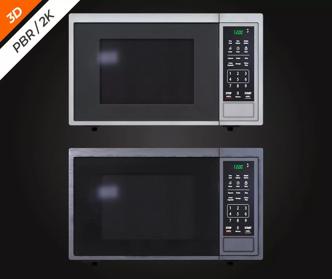 Microwave Low-poly 3D model_7