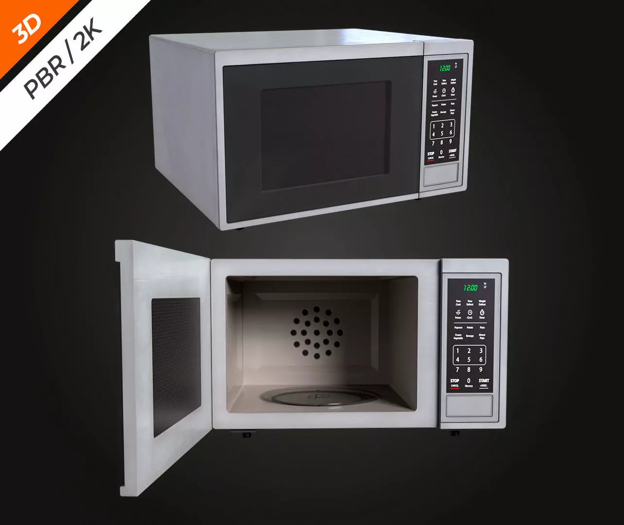 Microwave Low-poly 3D model_4