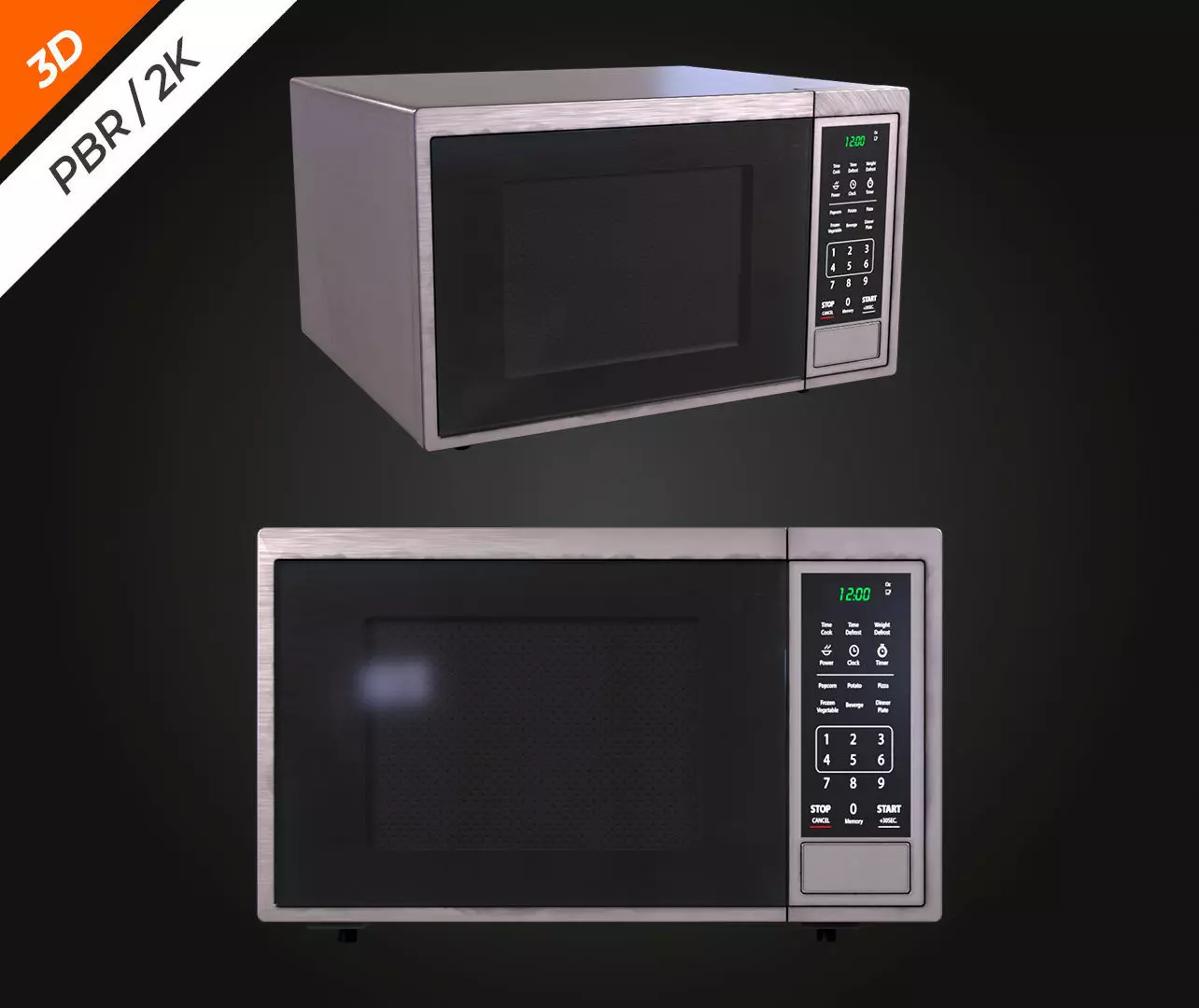 Microwave Low-poly 3D model_12