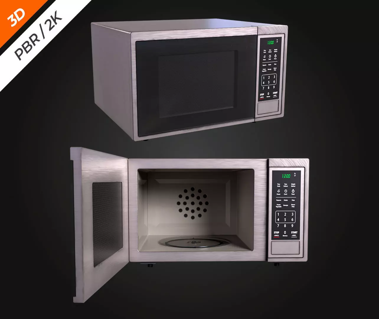 Microwave Low-poly 3D model_2