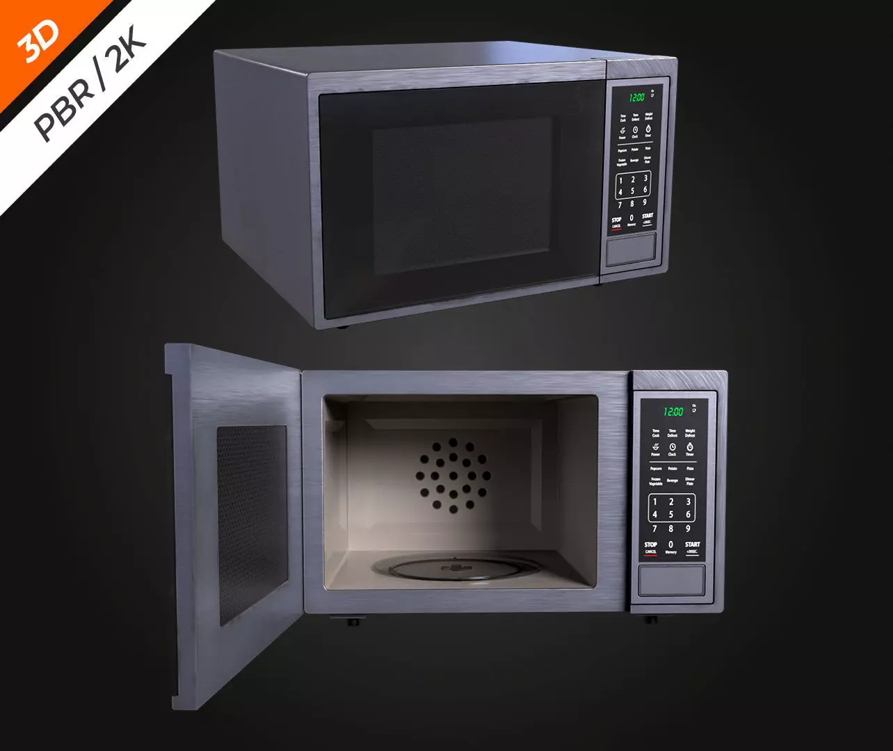 Microwave Low-poly 3D model_5