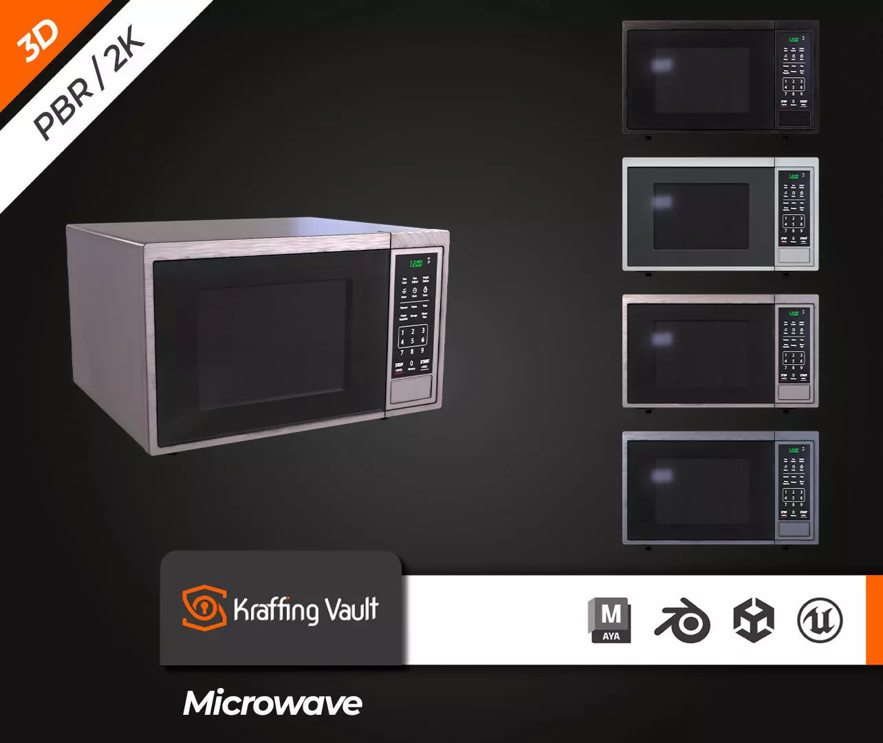Microwave Low-poly 3D model_0