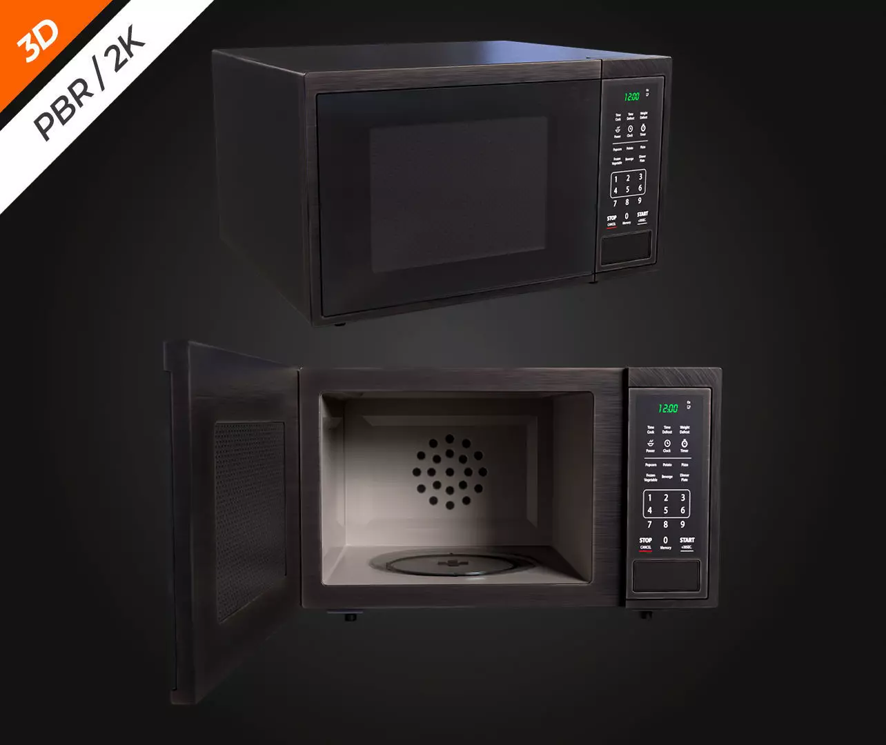 Microwave Low-poly 3D model_3