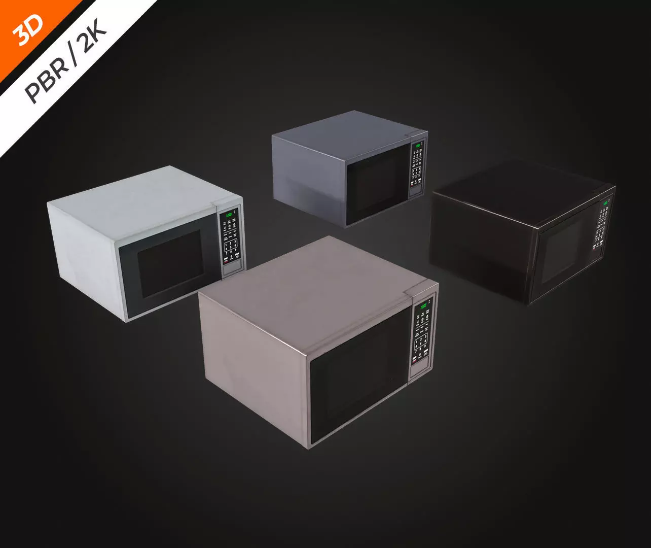 Microwave Low-poly 3D model_8