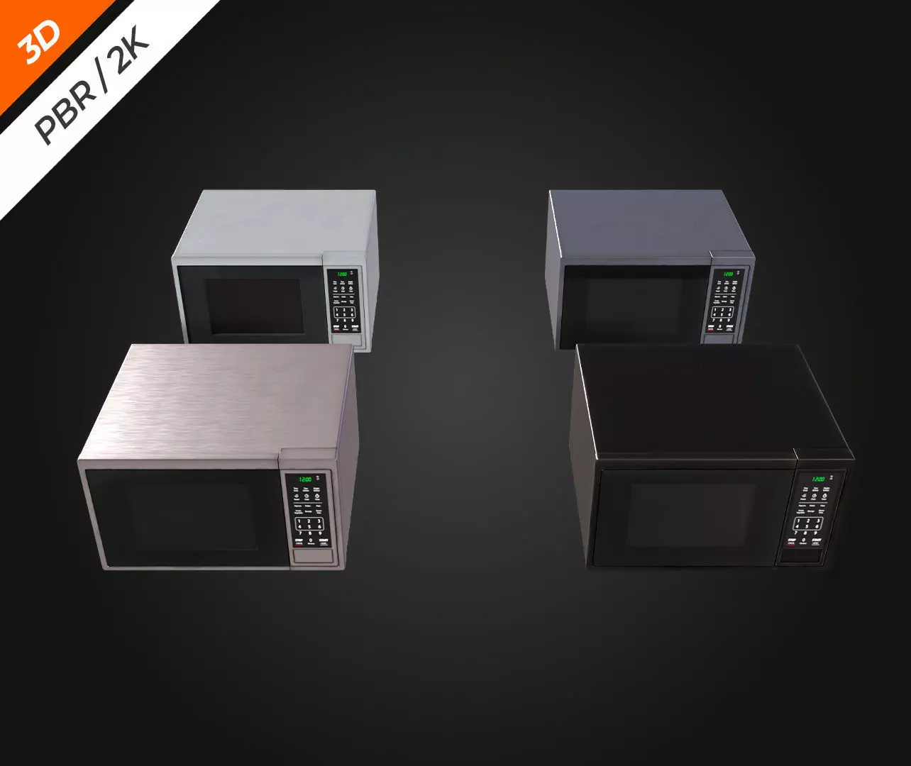 Microwave Low-poly 3D model_9