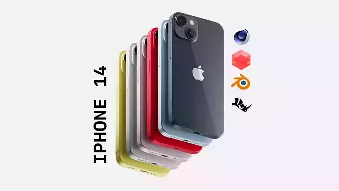 Apple iPhone 14 - All 6 Colors - HQ 3D Model 3D model
