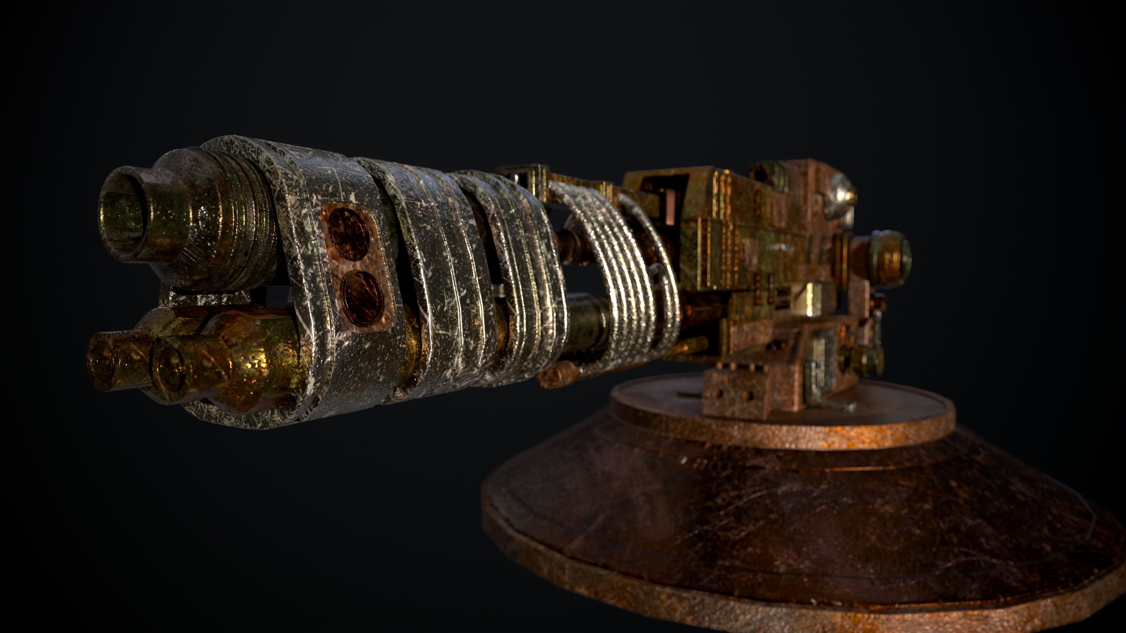 machine gun Low-poly 3D model_7