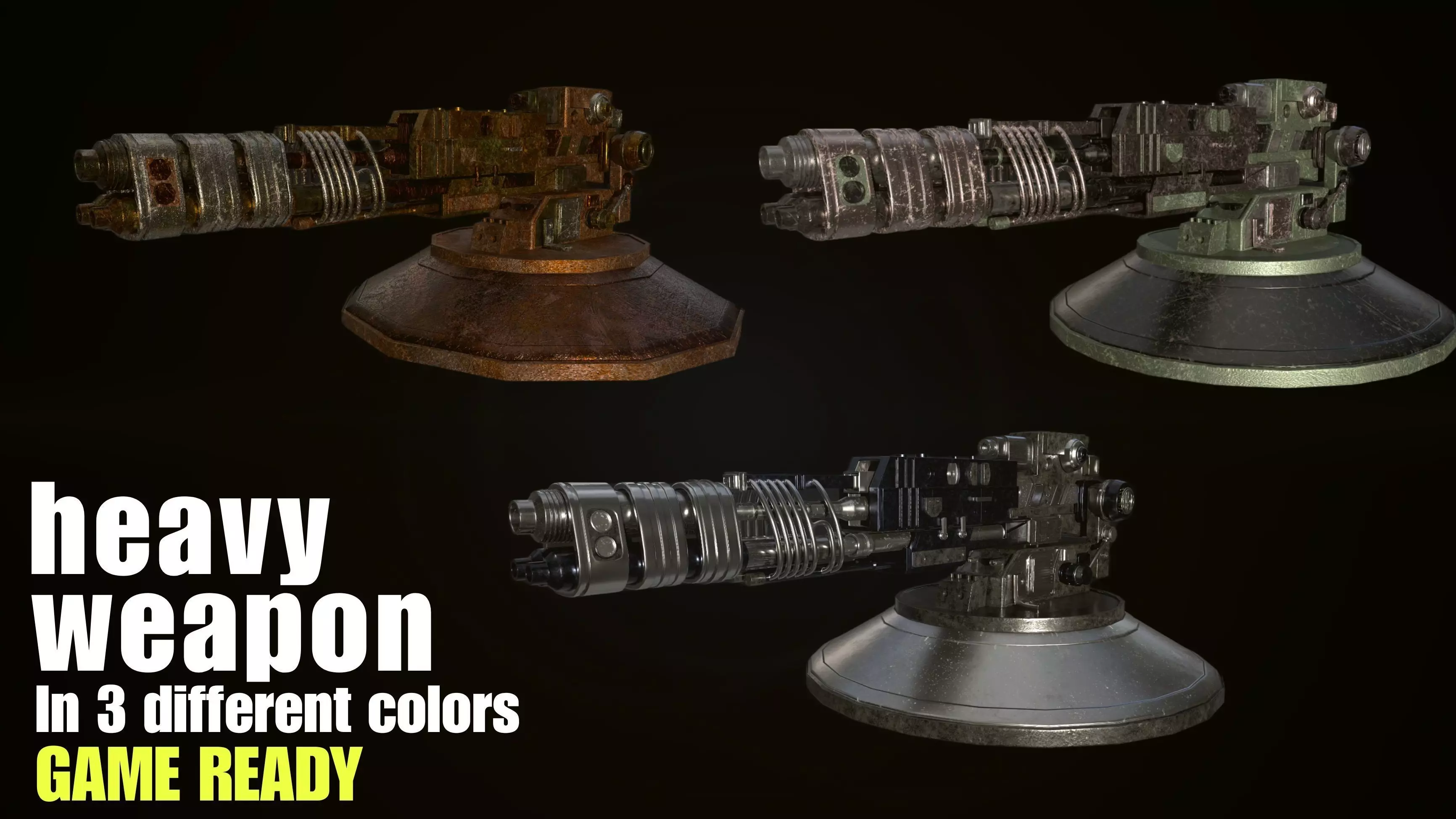 machine gun Low-poly 3D model_0