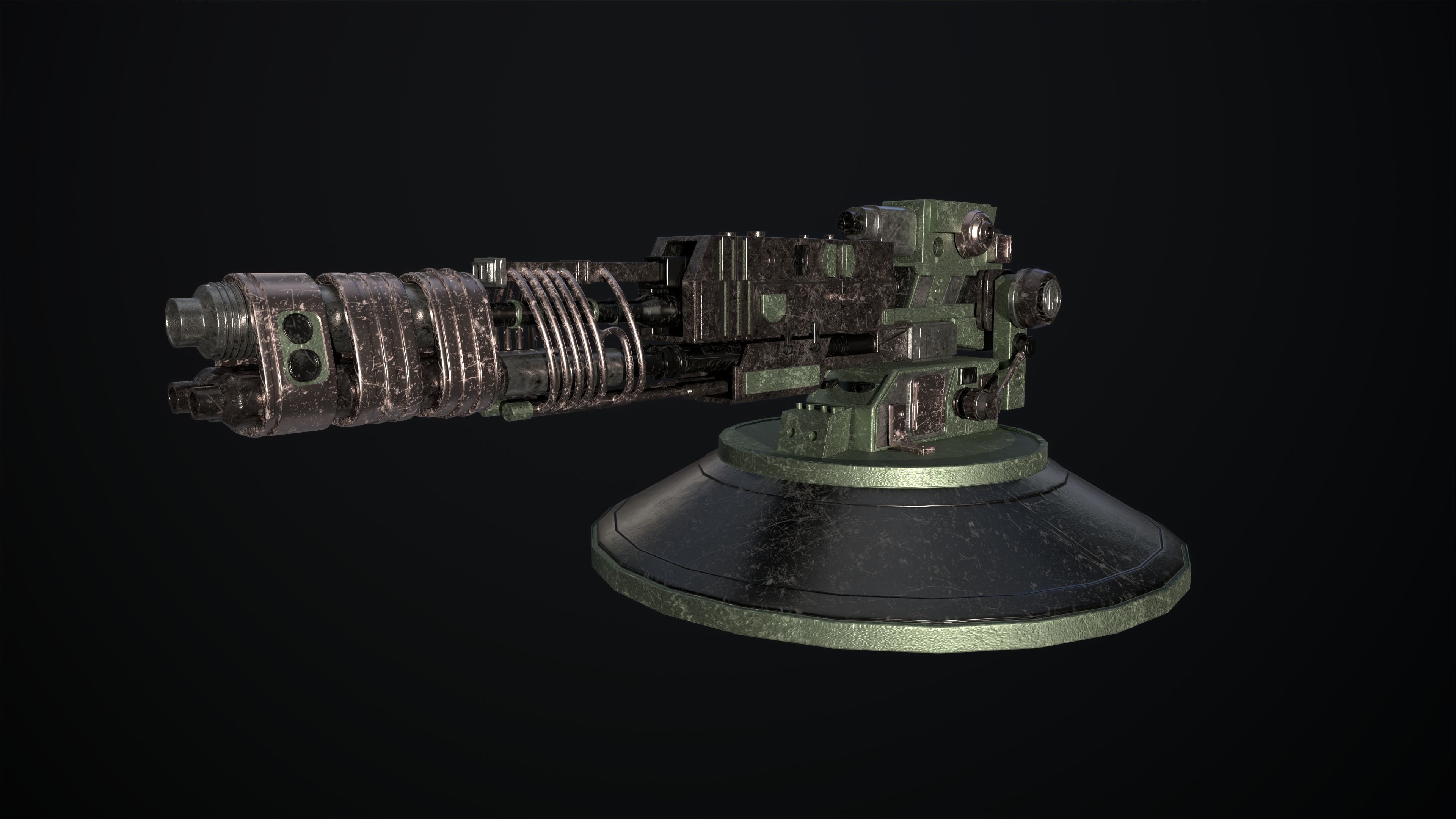 machine gun Low-poly 3D model_2