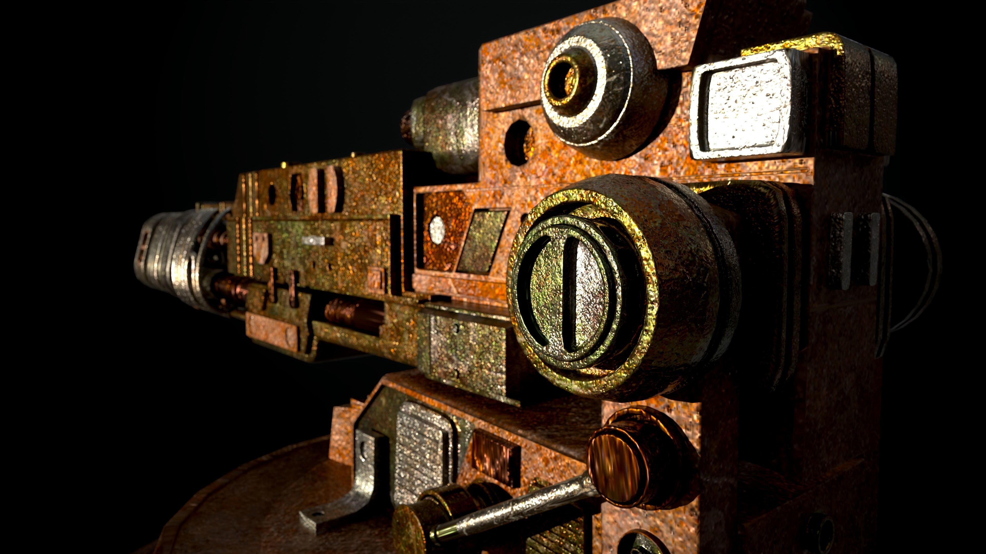 machine gun Low-poly 3D model_10