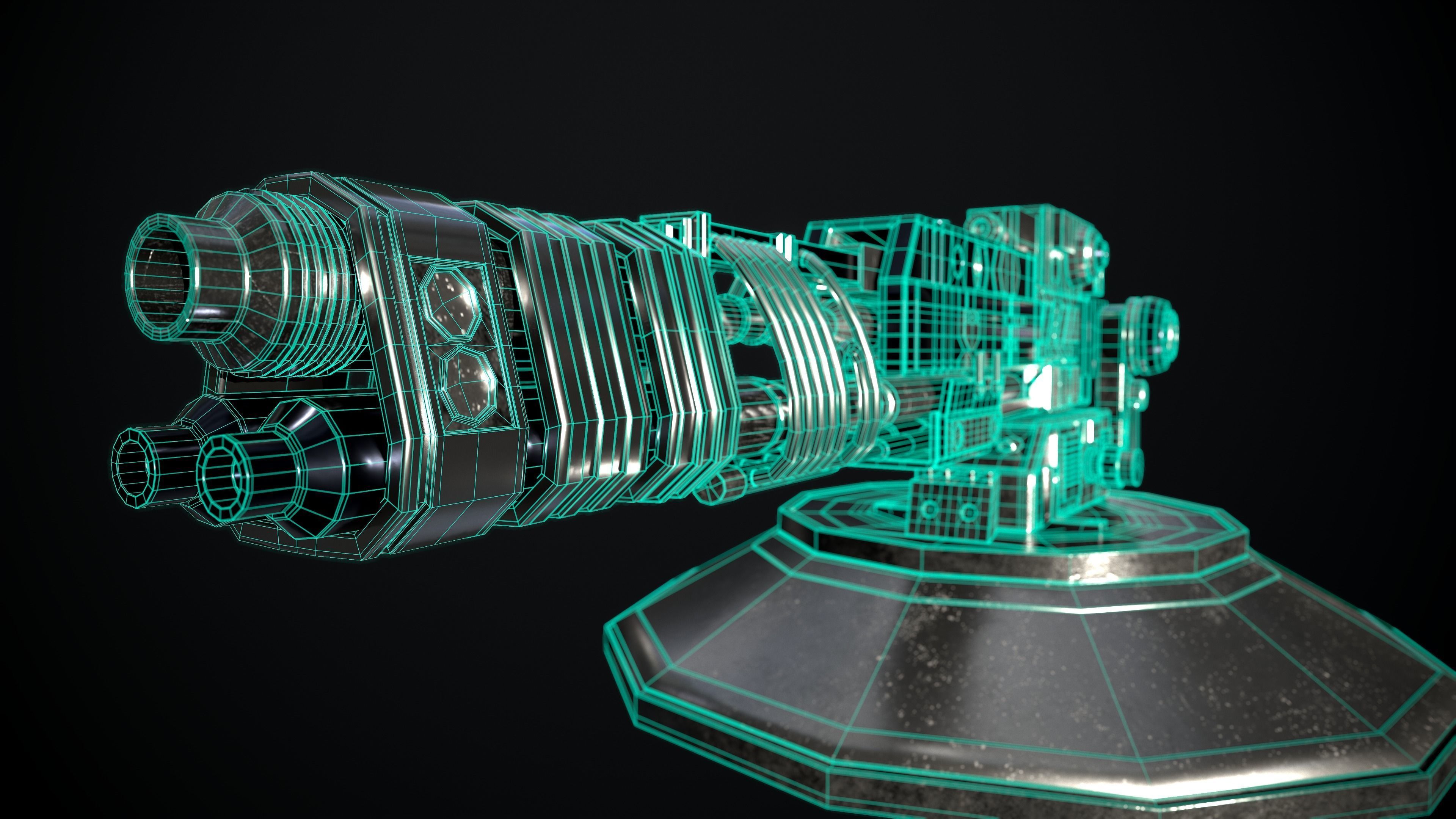 machine gun Low-poly 3D model_11