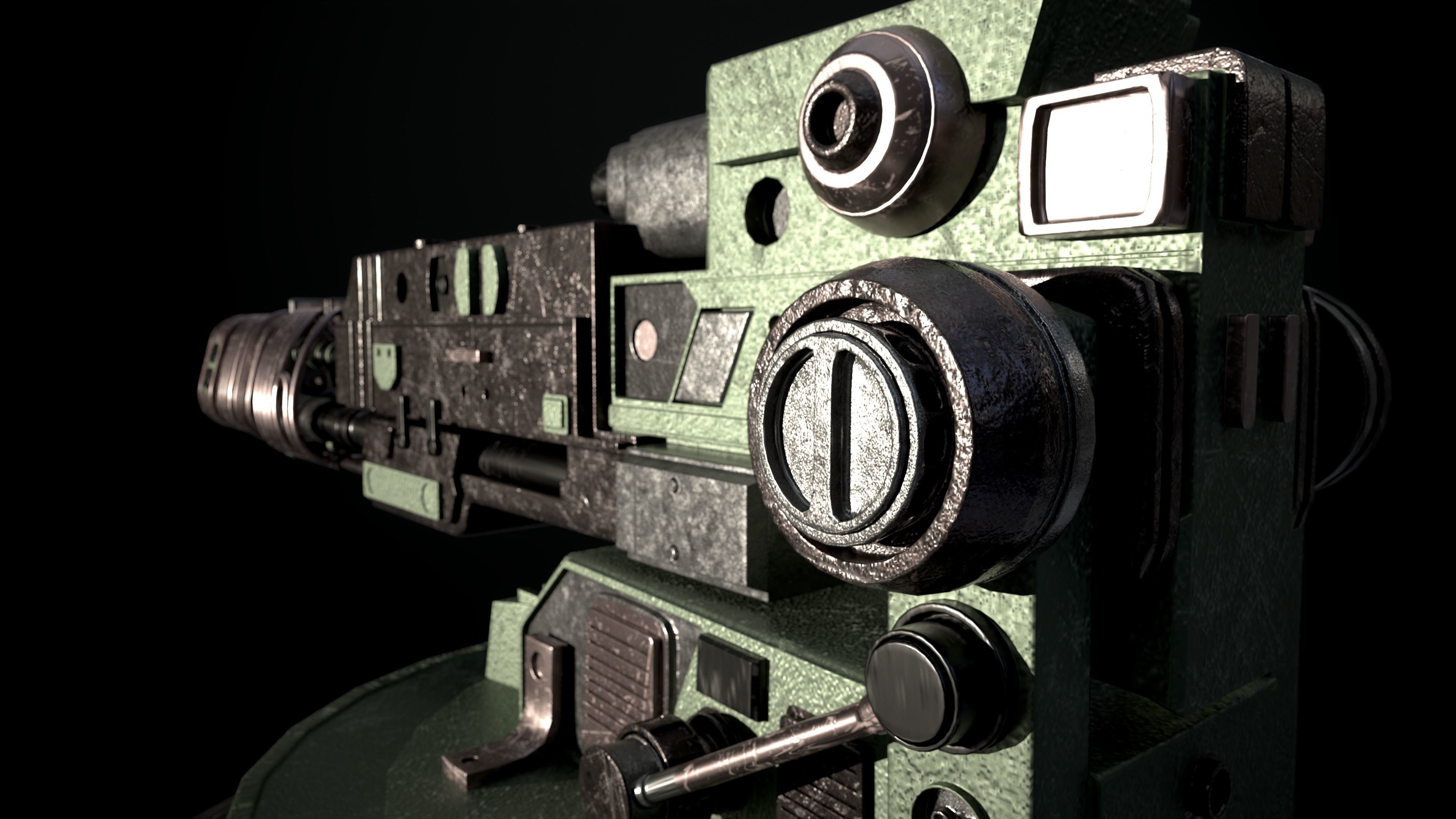 machine gun Low-poly 3D model_9