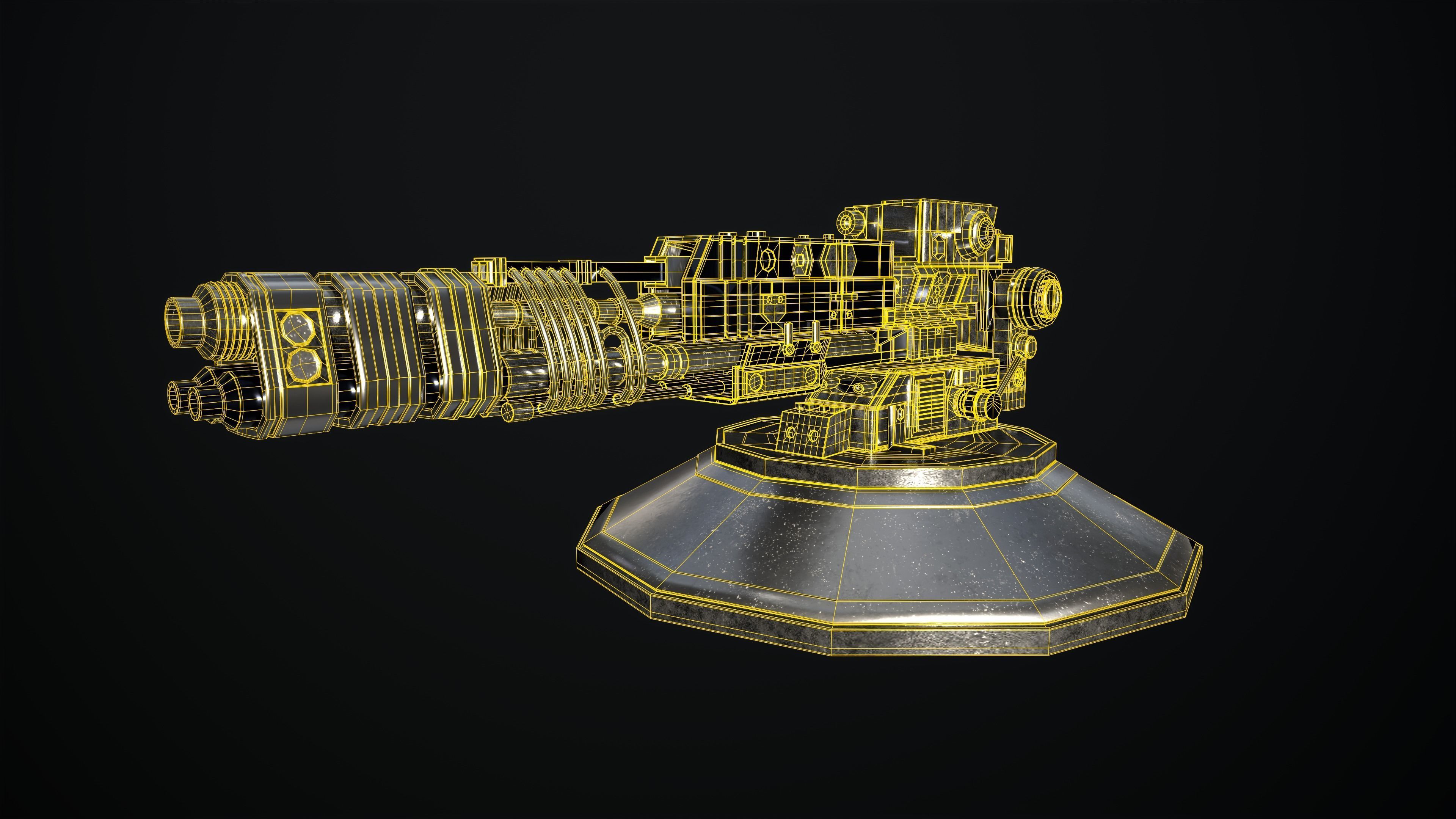 machine gun Low-poly 3D model_12