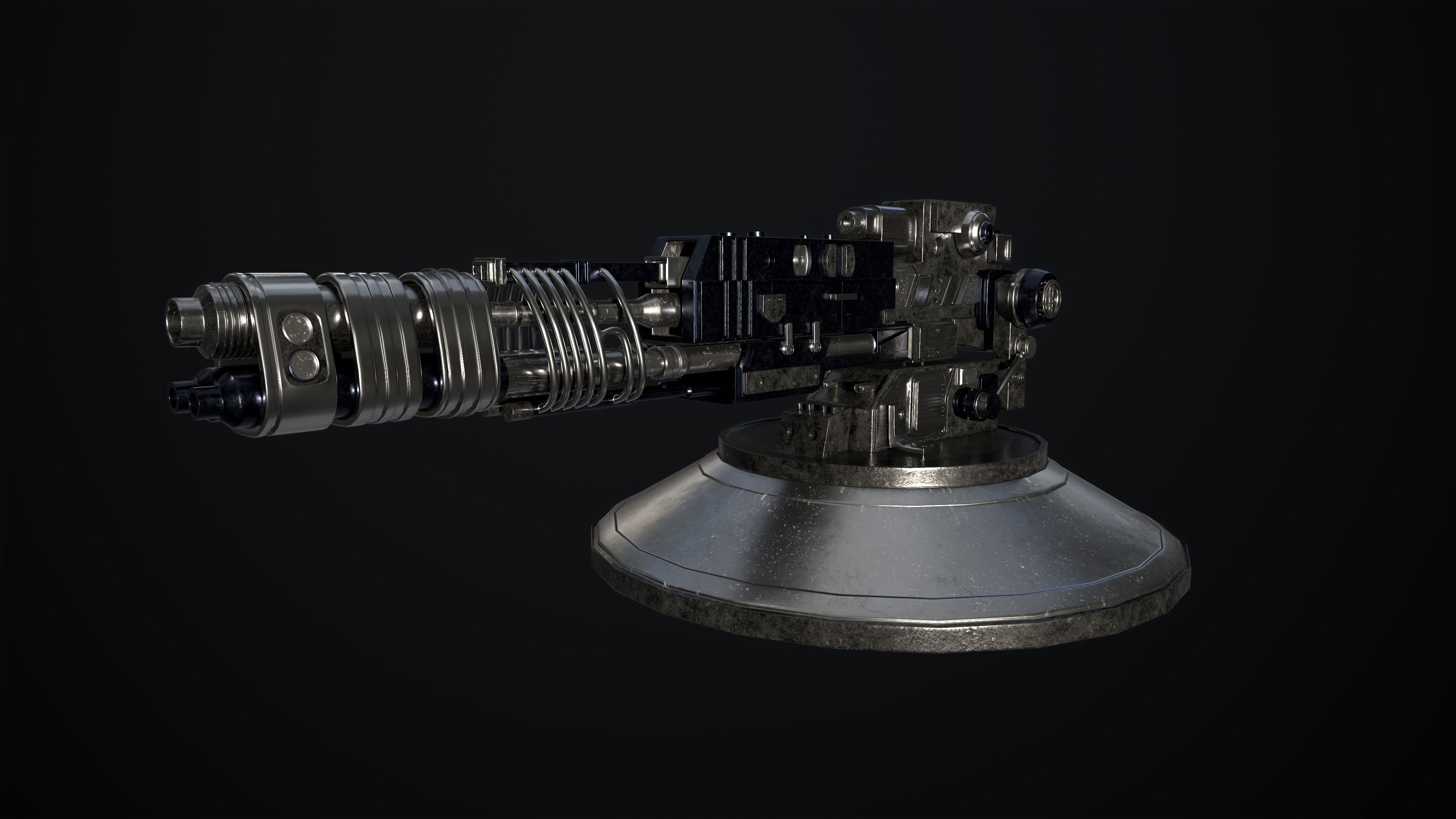 machine gun Low-poly 3D model_3