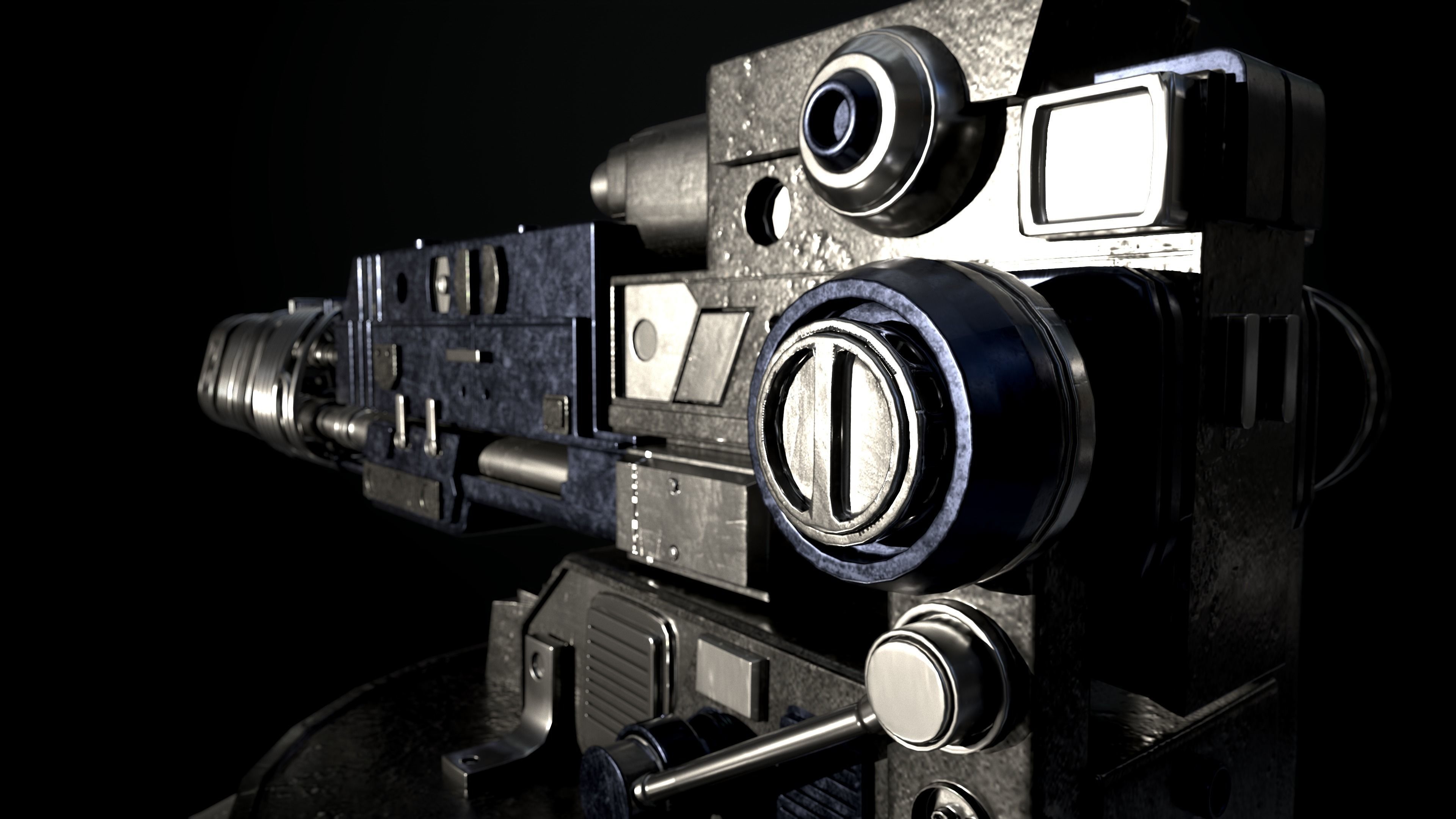 machine gun Low-poly 3D model_8