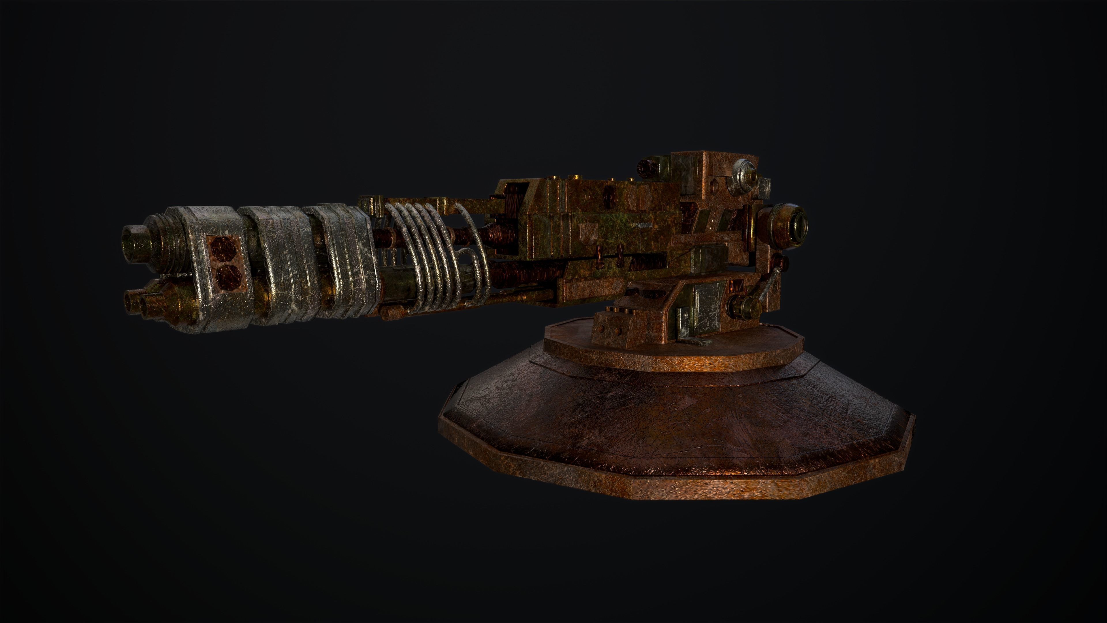 machine gun Low-poly 3D model_4