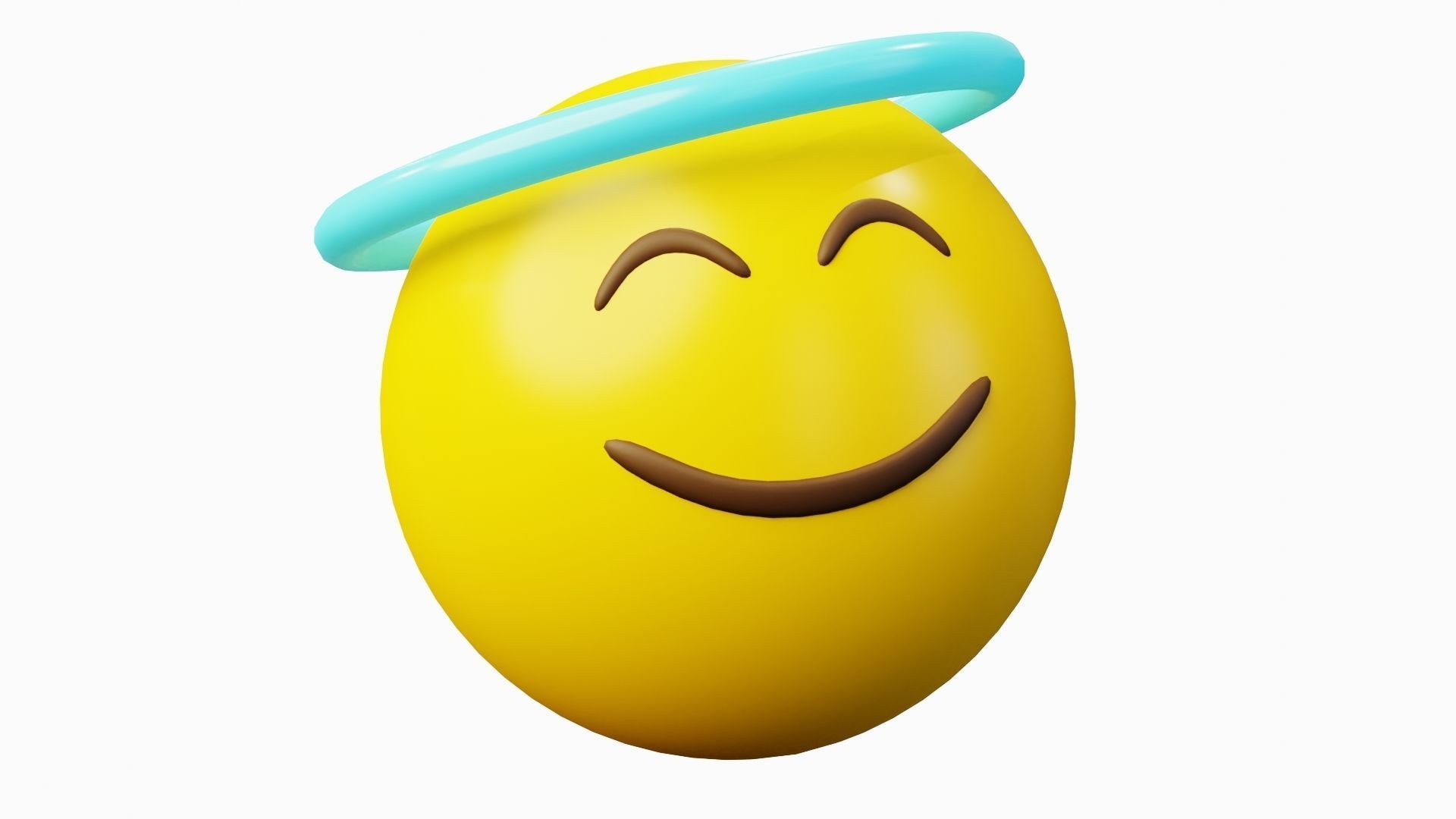 Smile Angelic Halo yellow ball Emoji or Smiley 3D model animated rigged ...