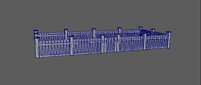 Wooden fence Low-poly 3D model_9