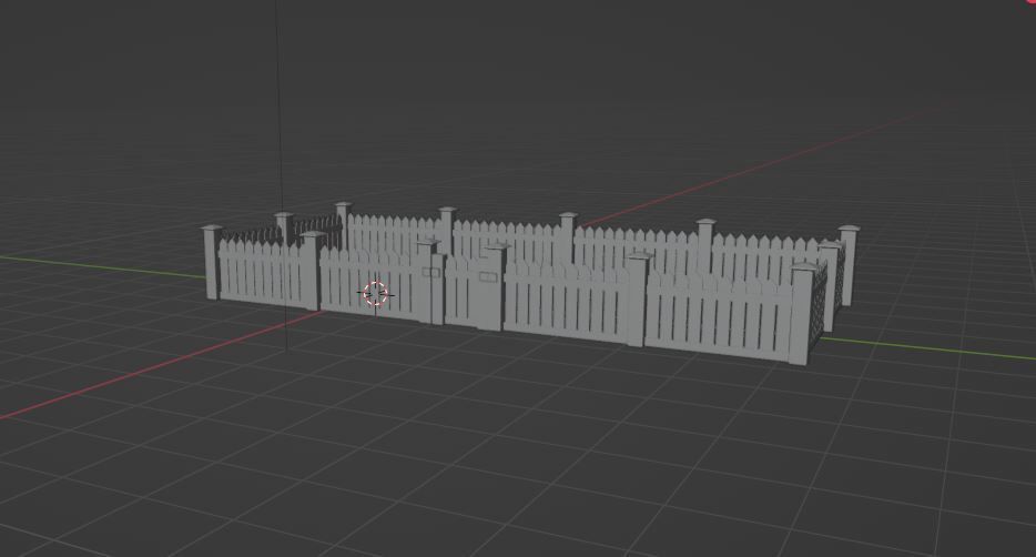Wooden fence Low-poly 3D model_7