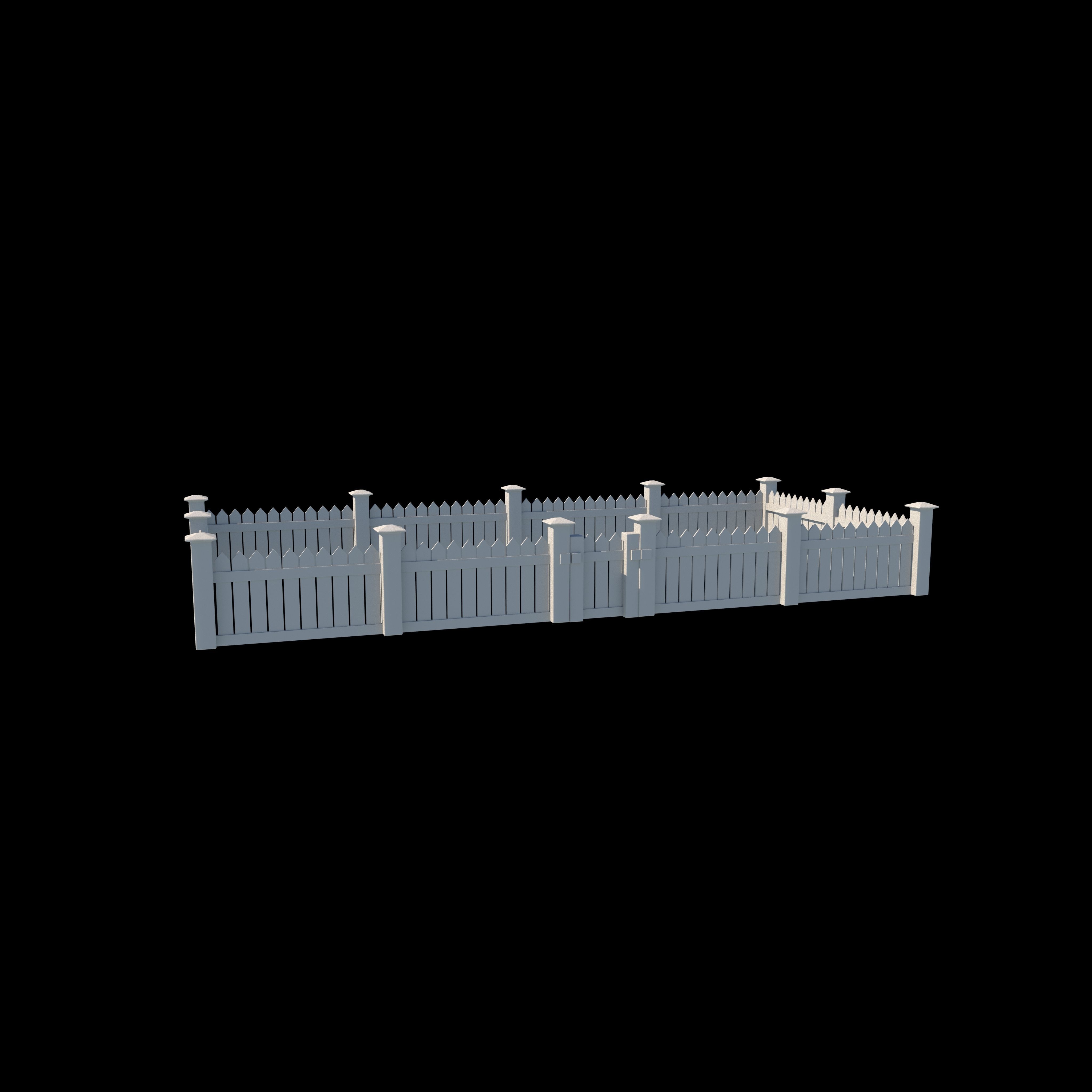 Wooden fence Low-poly 3D model_8