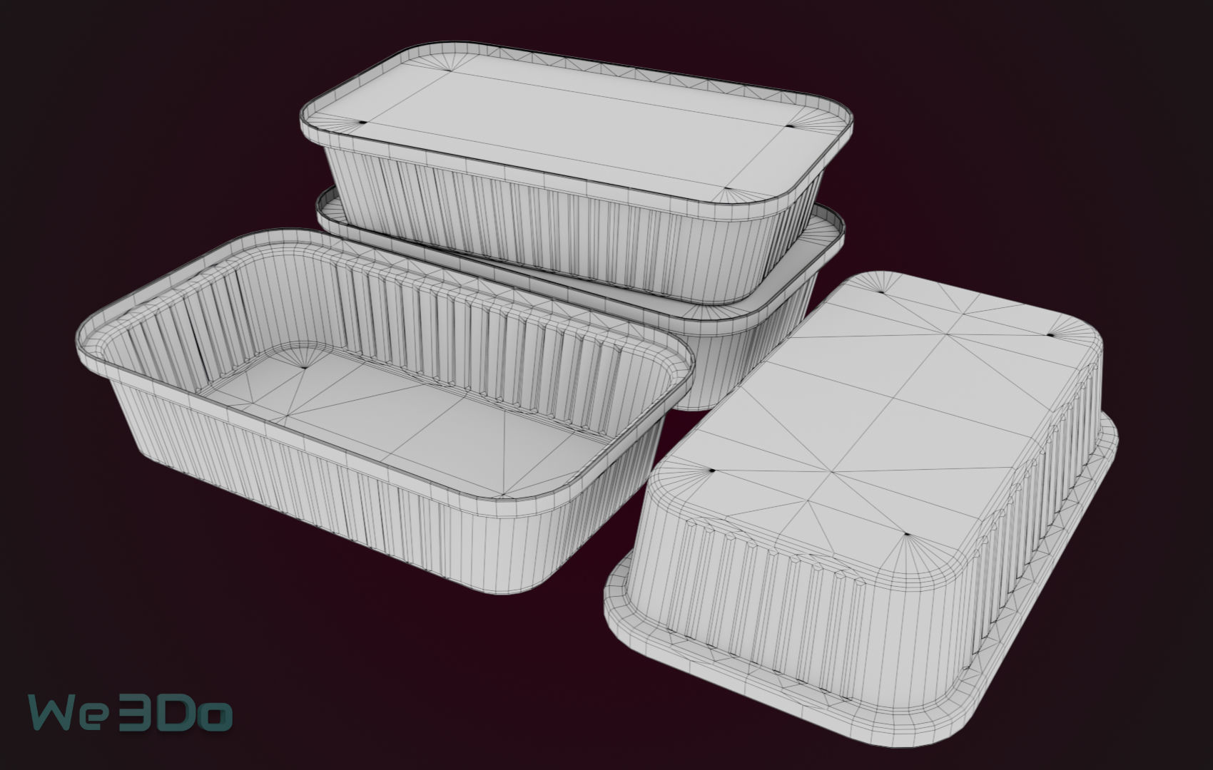 Pack 10 Food-Storage Containers - Low Poly  3D Model Collection_32