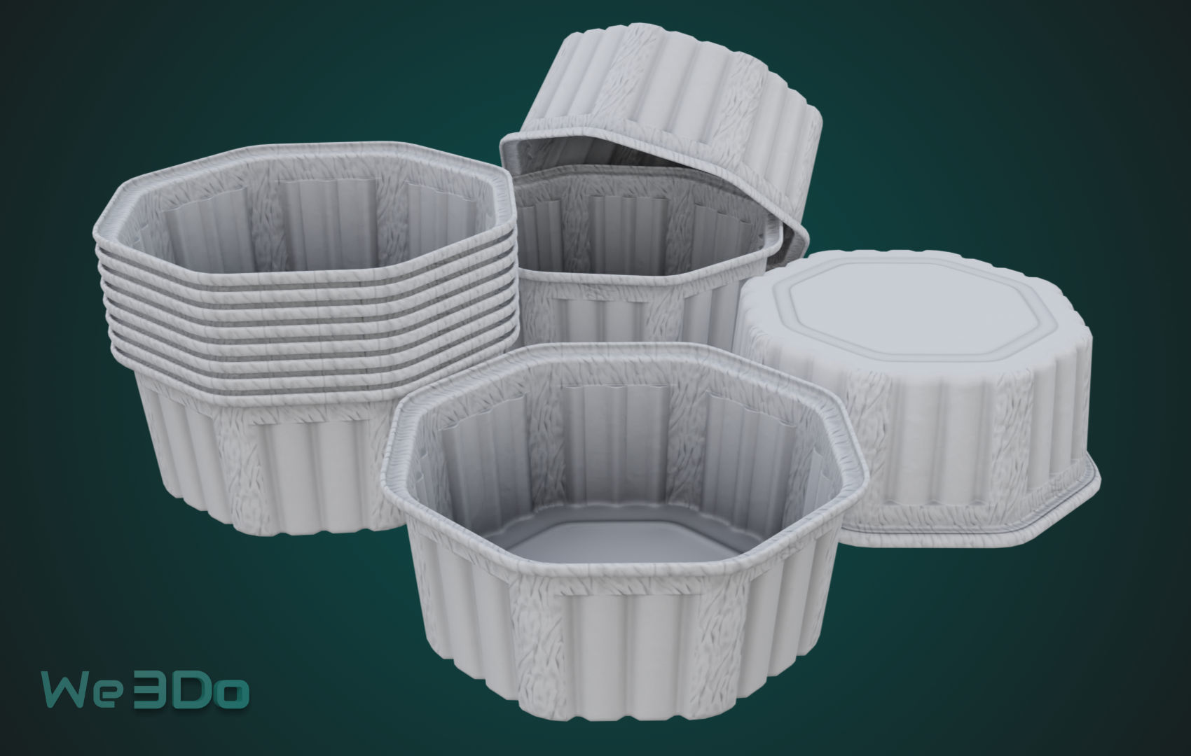 Pack 10 Food-Storage Containers - Low Poly  3D Model Collection_56