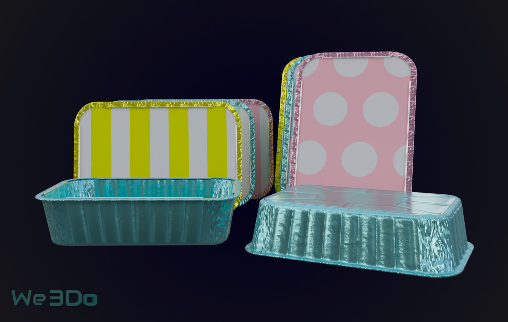 Pack 10 Food-Storage Containers - Low Poly  3D Model Collection_53