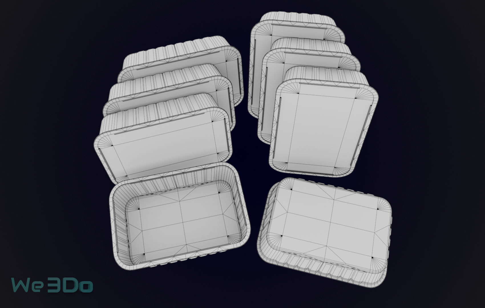 Pack 10 Food-Storage Containers - Low Poly  3D Model Collection_57
