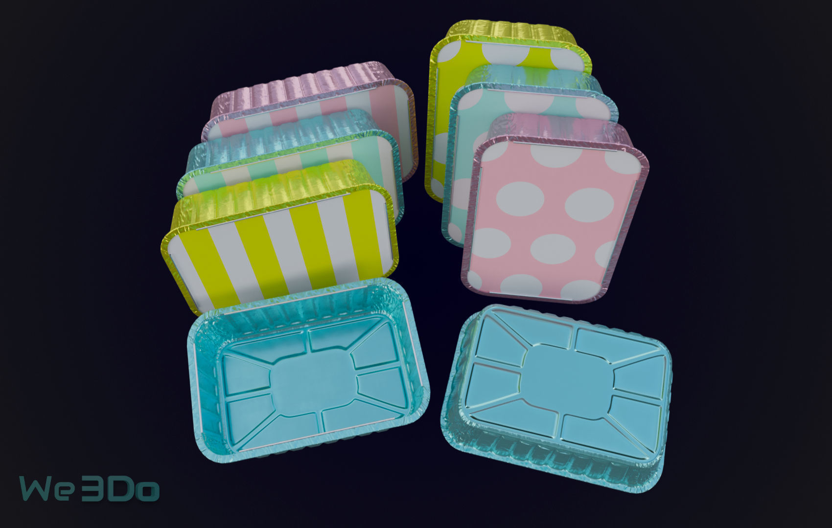 Pack 10 Food-Storage Containers - Low Poly  3D Model Collection_61