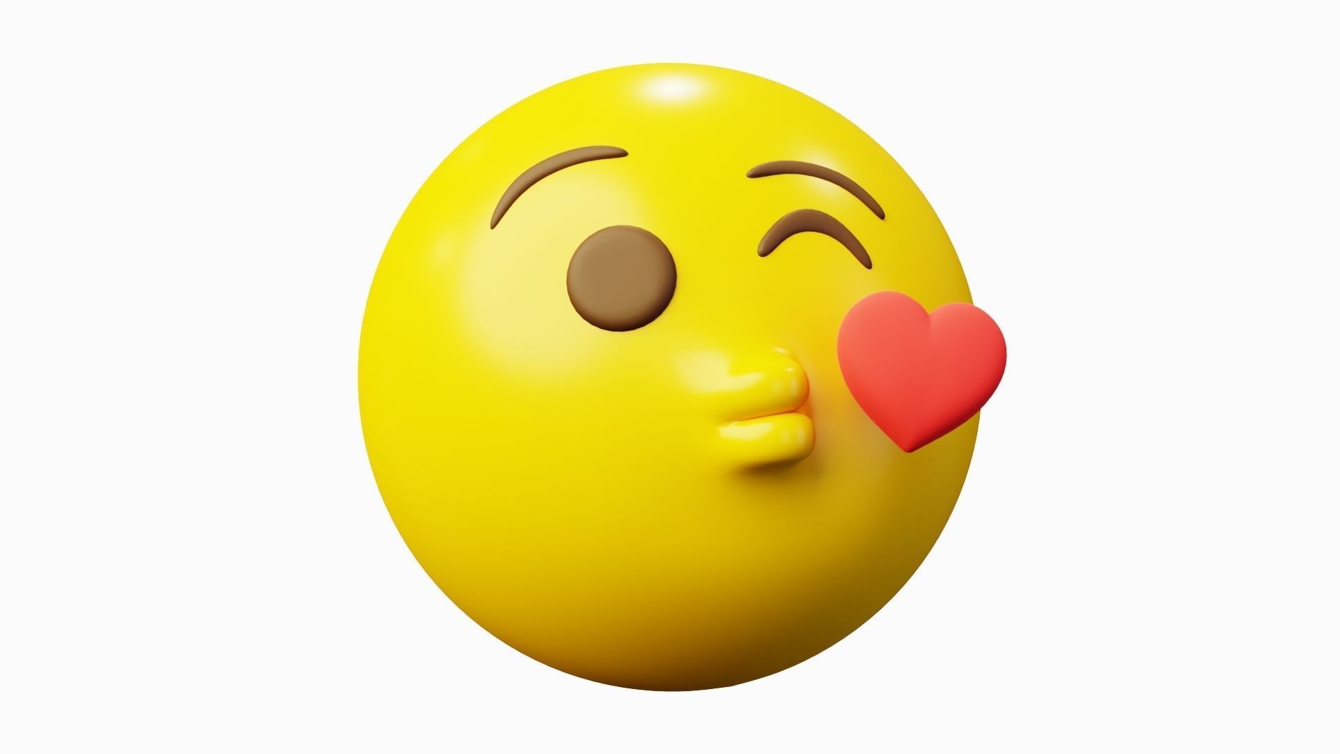 Blow a Kiss Emoticon Emoji or Smiley 3D model_4
