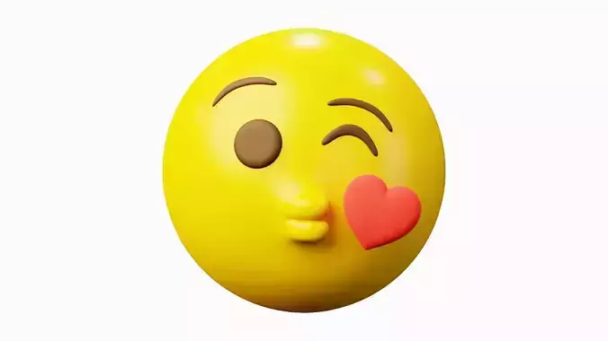 Blow a Kiss Emoticon Emoji or Smiley 3D model