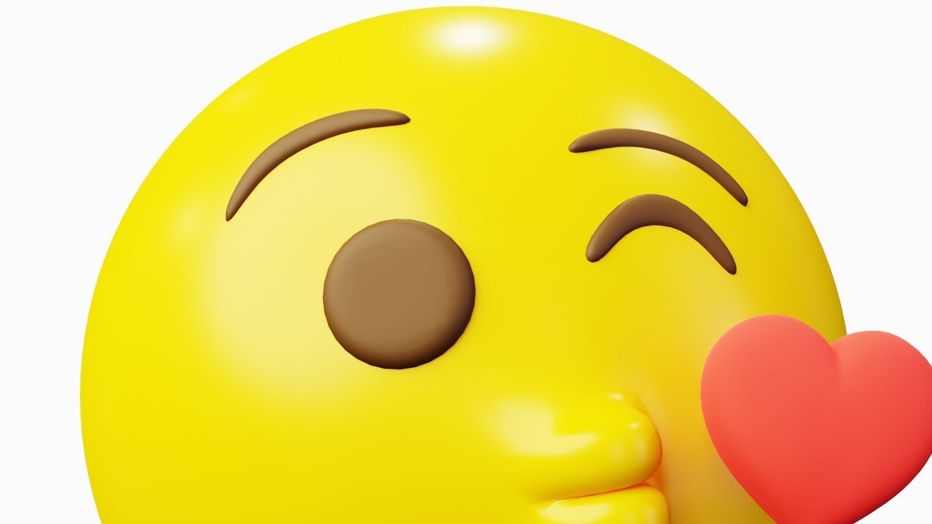 Blow a Kiss Emoticon Emoji or Smiley 3D model_5