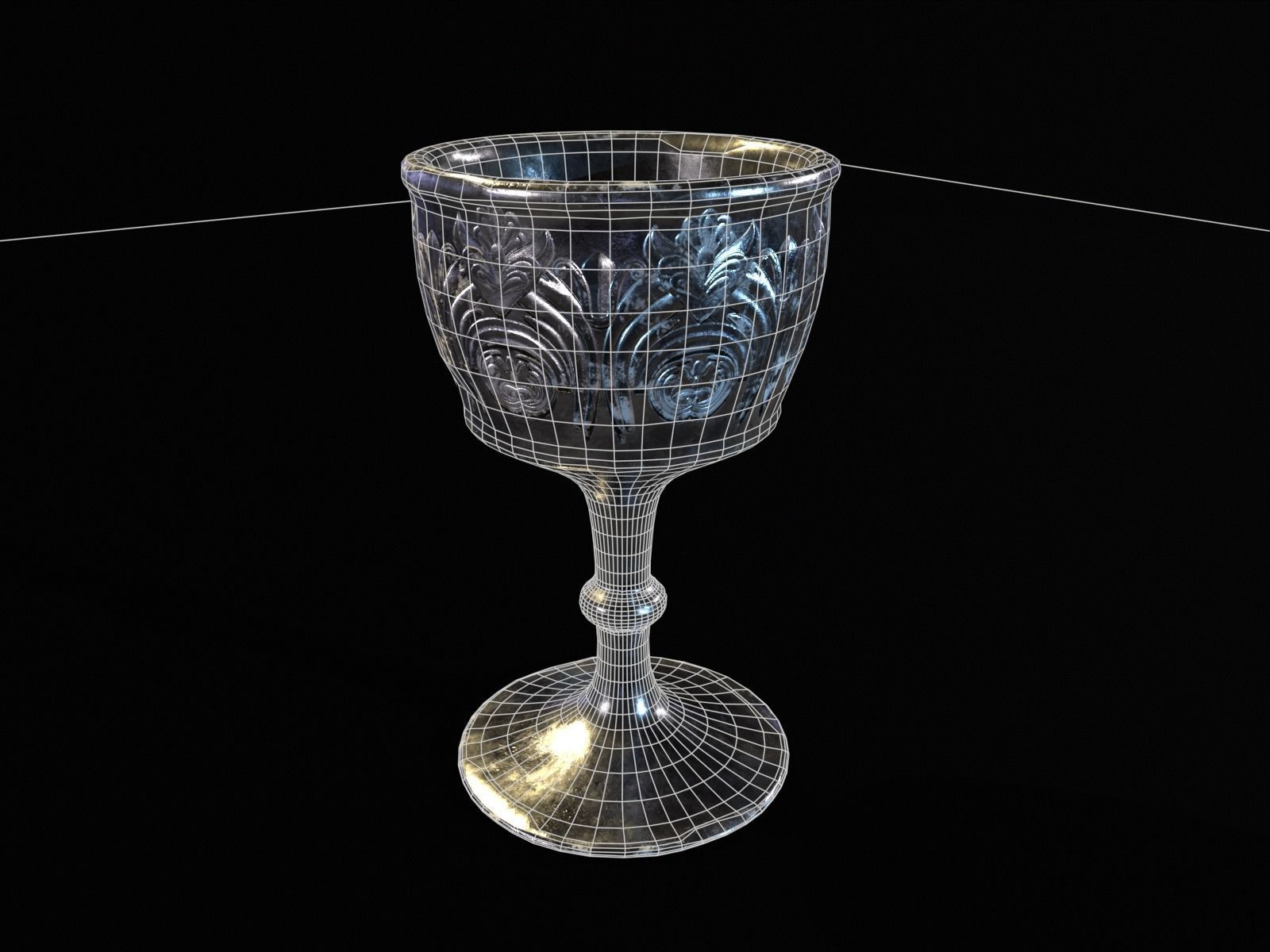 Royal Chalice Low-poly 3D model_9