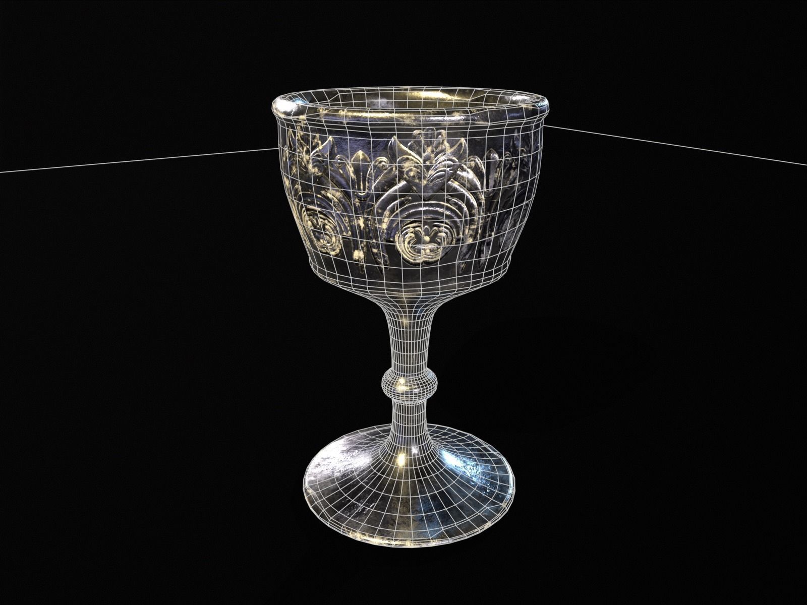 Royal Chalice Low-poly 3D model_3