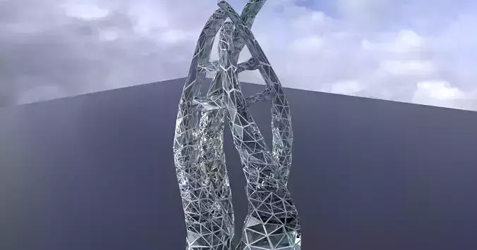 Sci fi Glass pyramid Modern tower 1 3D model