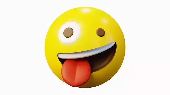 Silly Face Emoticon Emoji or Smiley 3D model