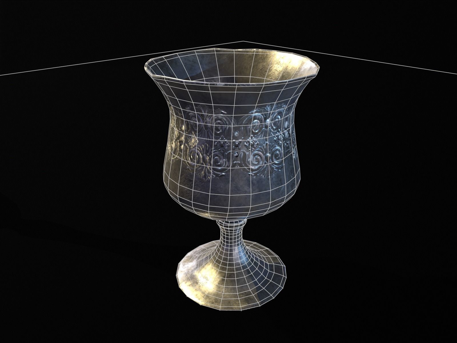 Royal Elegant Chalice Low-poly 3D model_3
