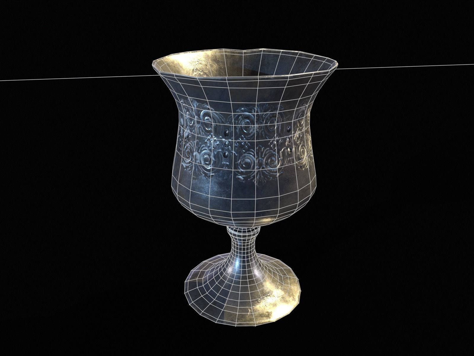 Royal Elegant Chalice Low-poly 3D model_11