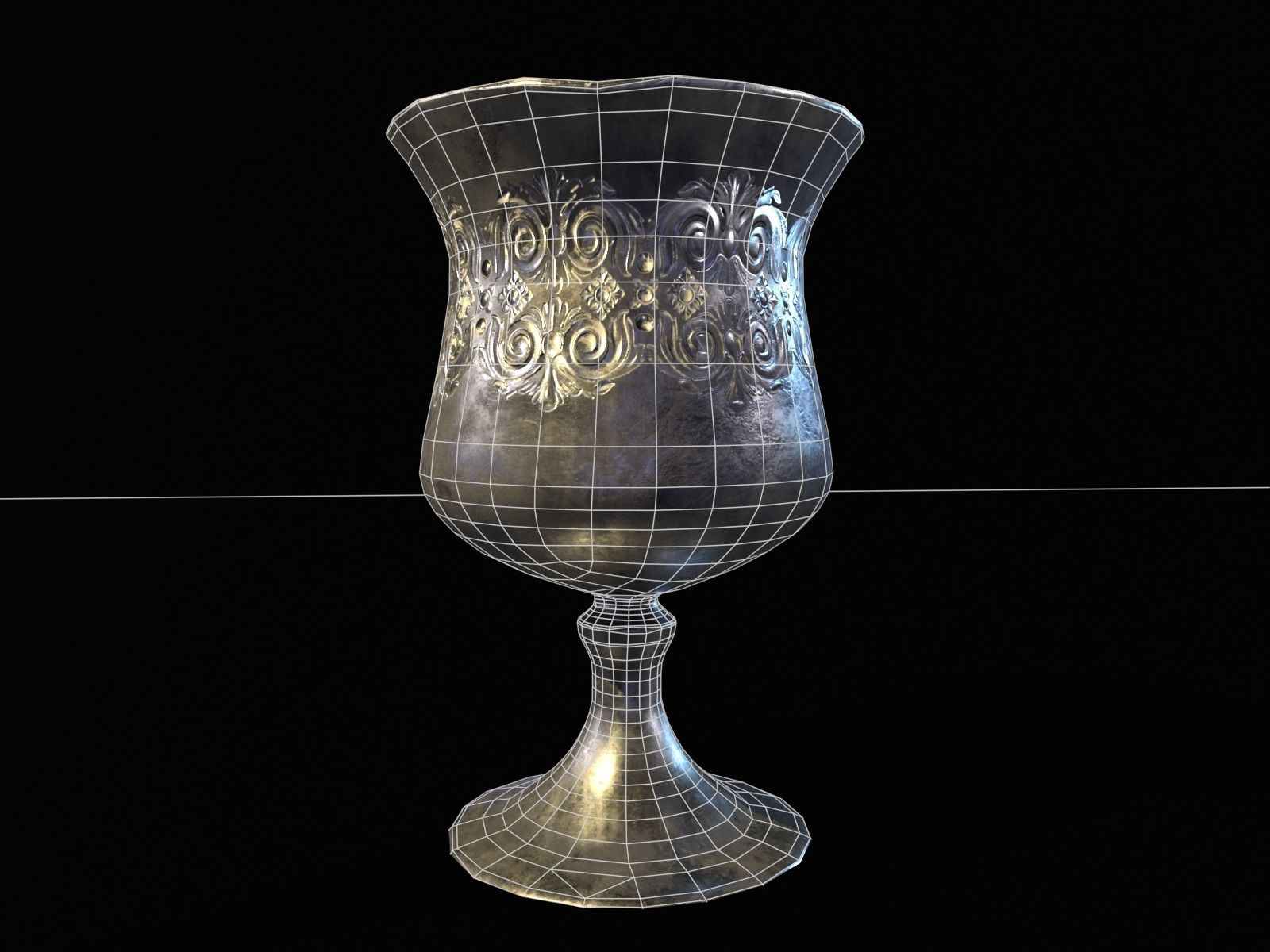 Royal Elegant Chalice Low-poly 3D model_17