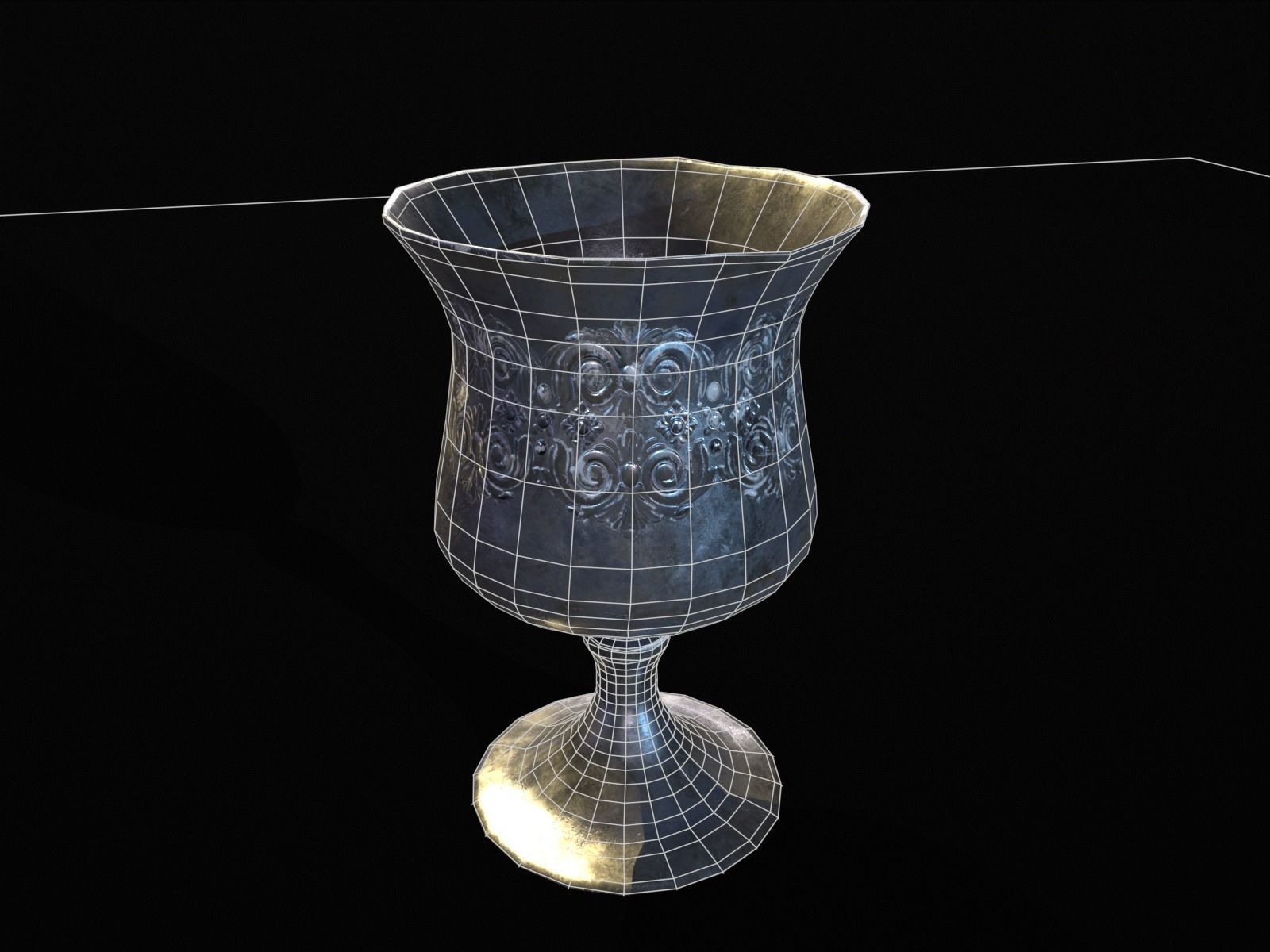 Royal Elegant Chalice Low-poly 3D model_5