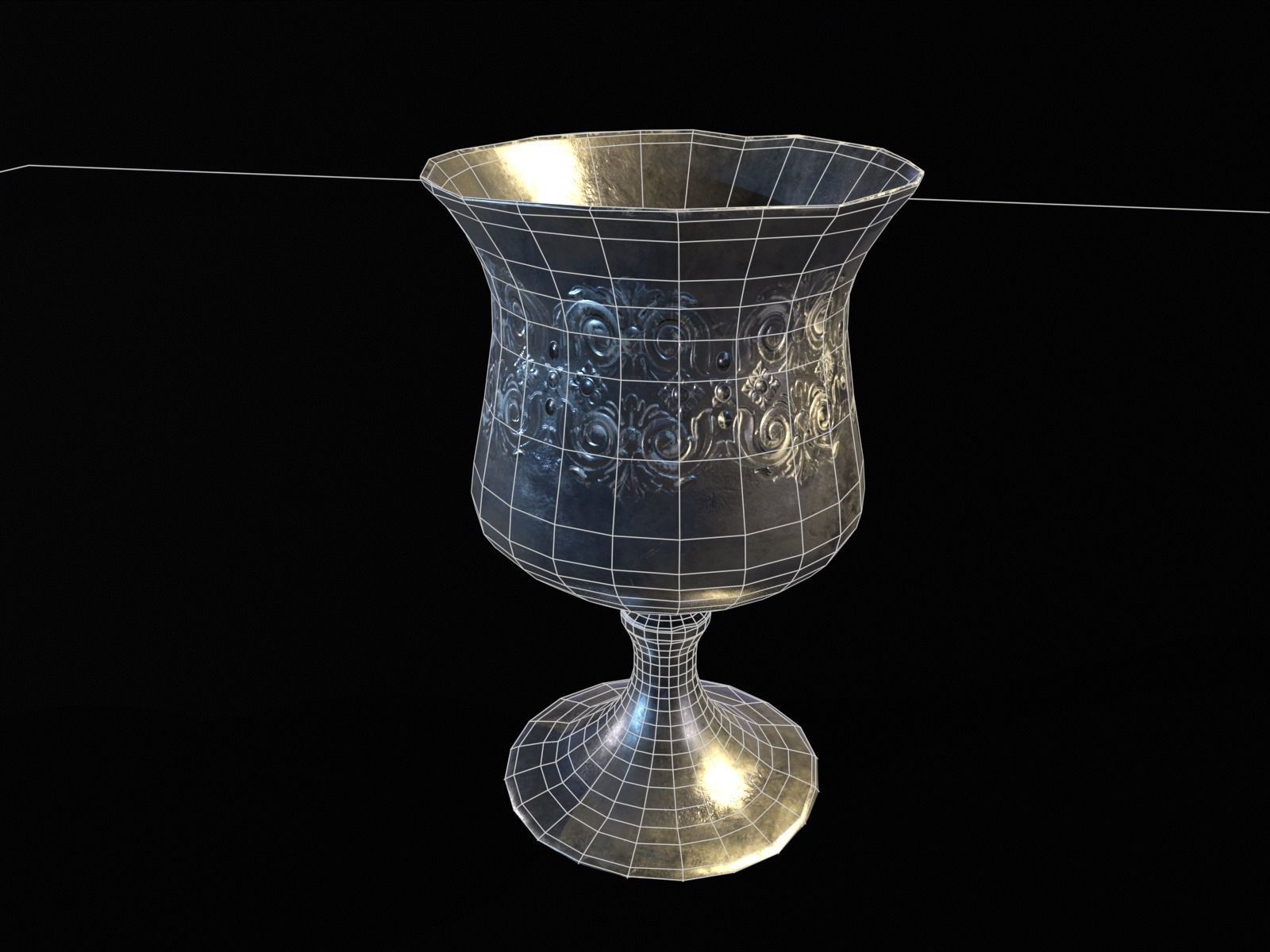 Royal Elegant Chalice Low-poly 3D model_13