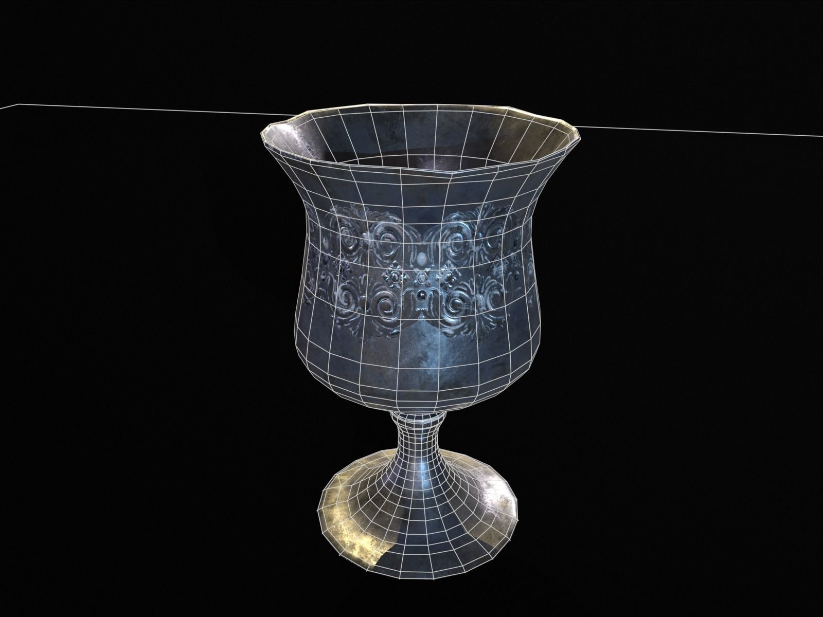 Royal Elegant Chalice Low-poly 3D model_7