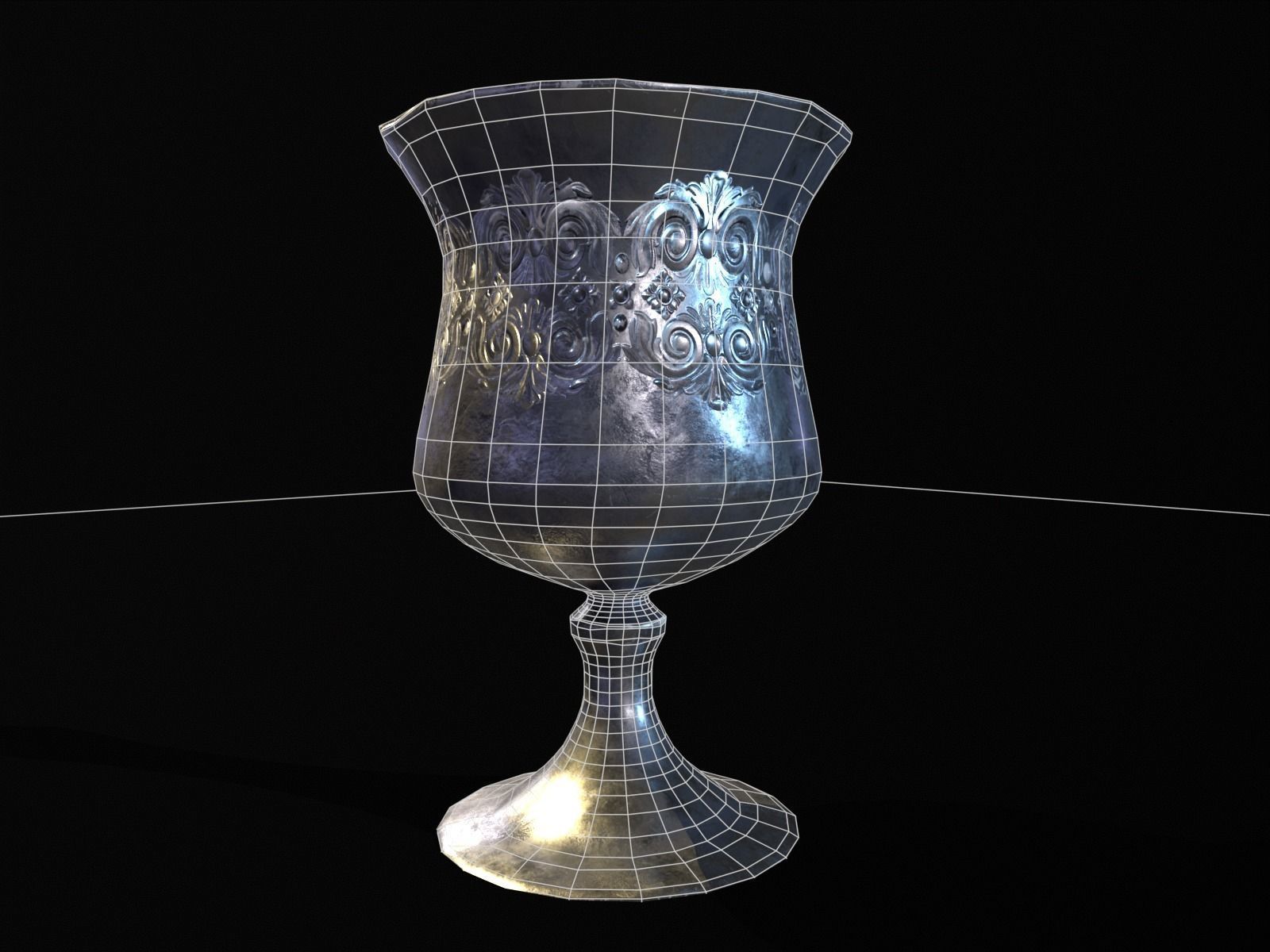 Royal Elegant Chalice Low-poly 3D model_19