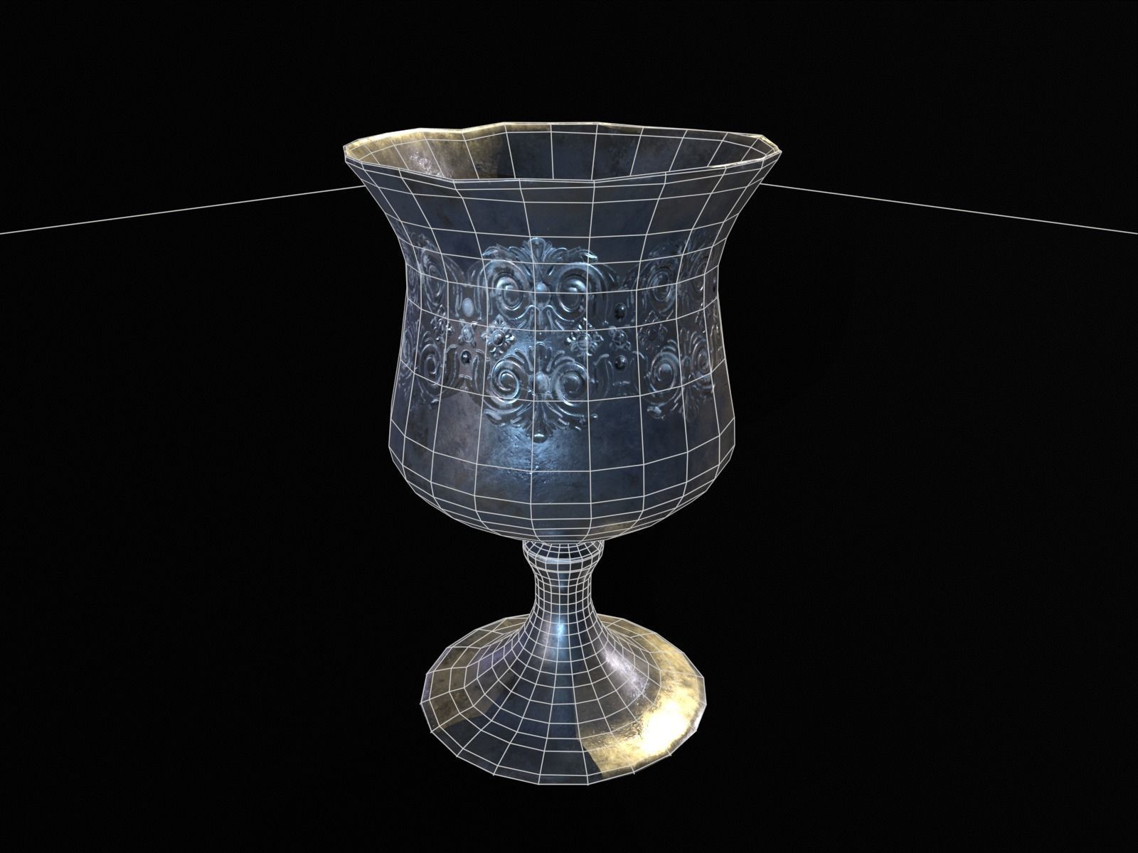 Royal Elegant Chalice Low-poly 3D model_9